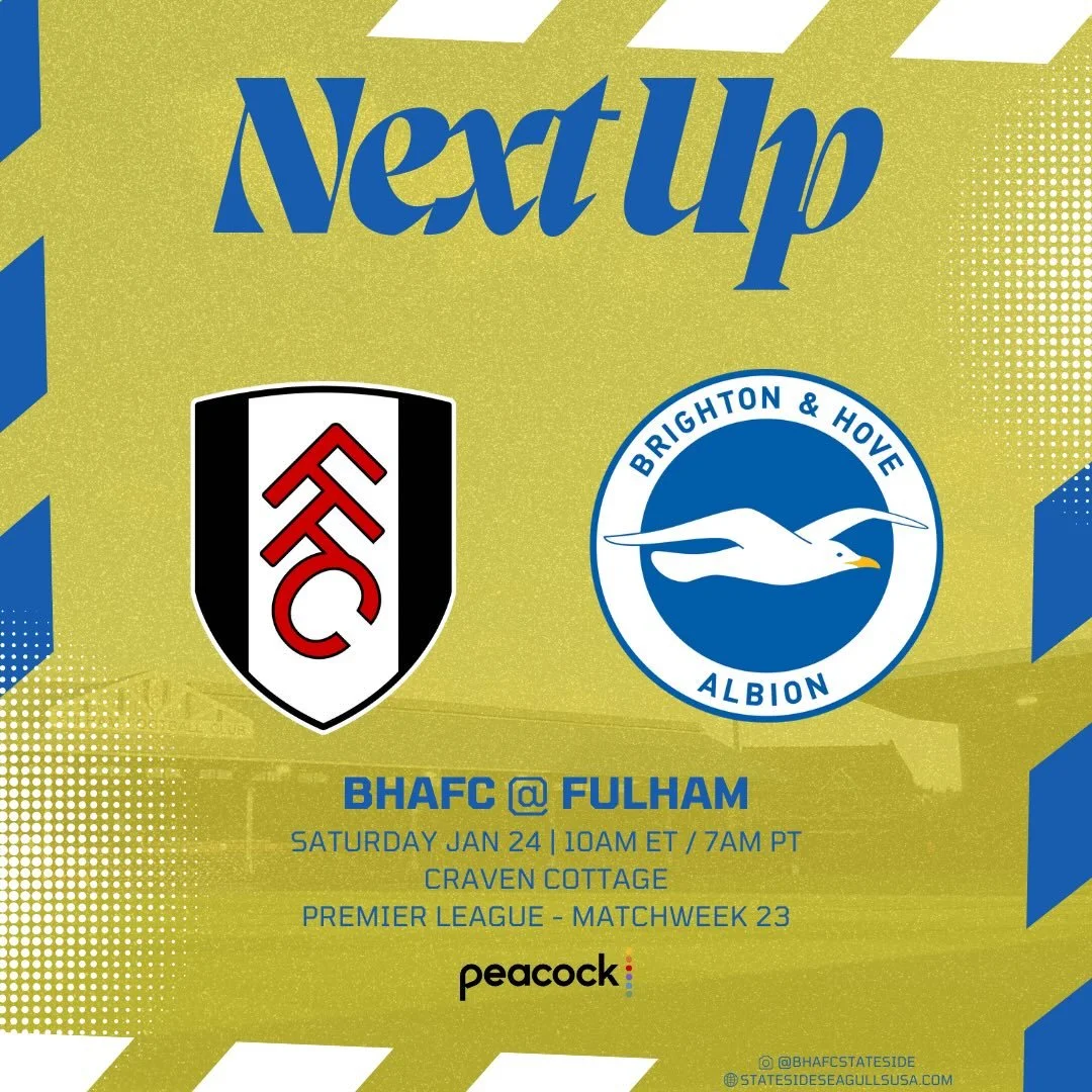 NEXT UP! 🚨

A trip to the capital to take on Fulham 💪

#BHAFC #StatesideSeagulls