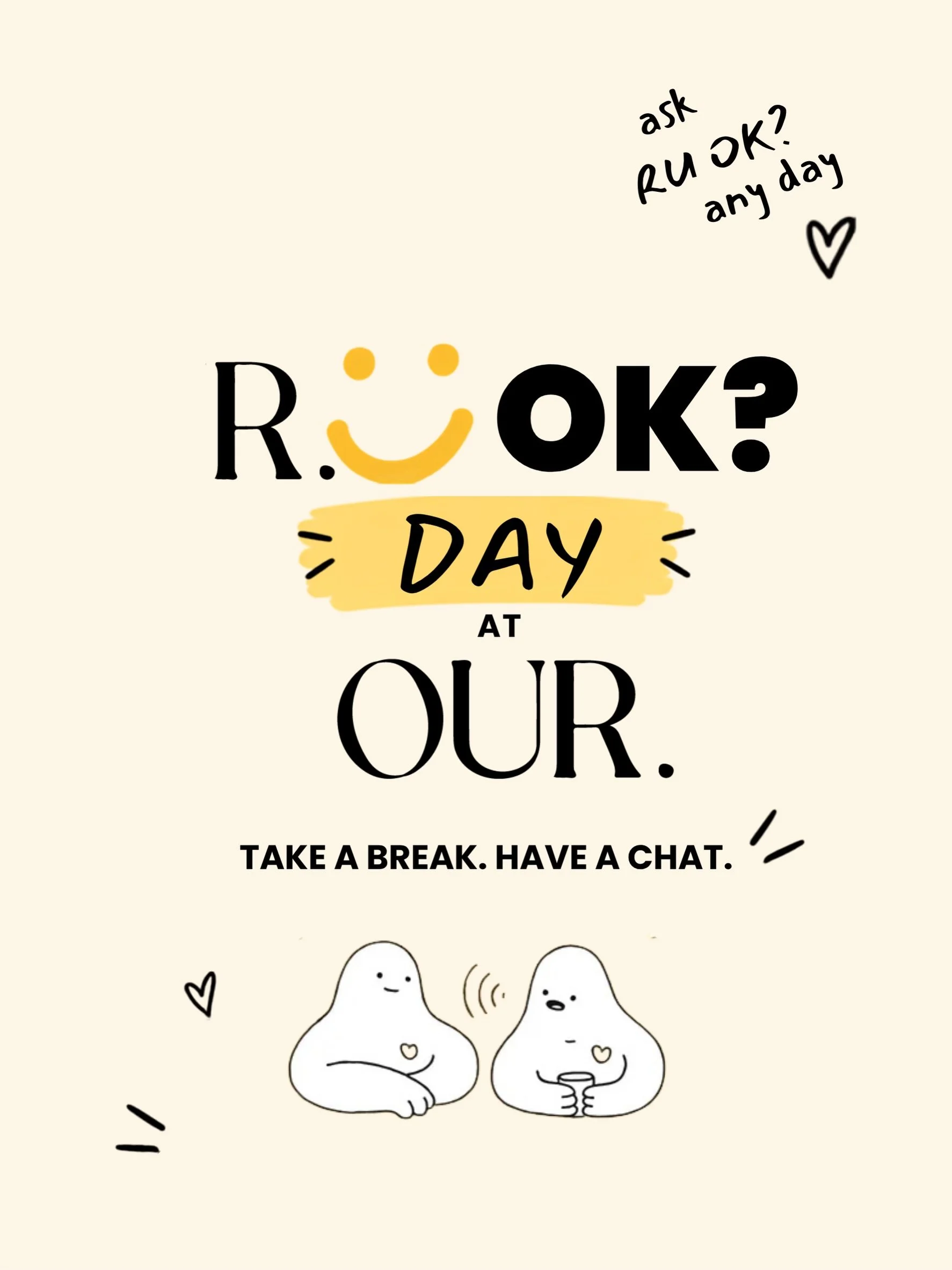 R U OK? Day is a good reminder that checking in doesn&rsquo;t need to be a big conversation. Sometimes it&rsquo;s a question. A kind word. A little reminder that someone is thinking of you. 💛

This week at OUR., we&rsquo;re turning our mirrors into 