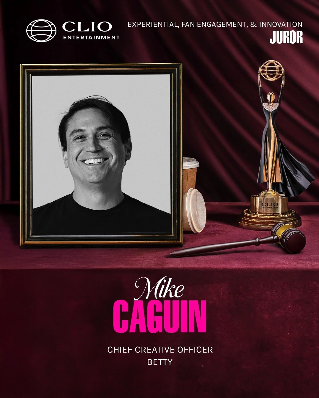 Betty CCO Mike Caguin gets to be judgy in the best way this week &mdash; selecting the greatest in entertainment marketing on the @clioawards Entertainment Awards jury! Congrats to Mike on joining this group of creative leaders recognizing the top wo