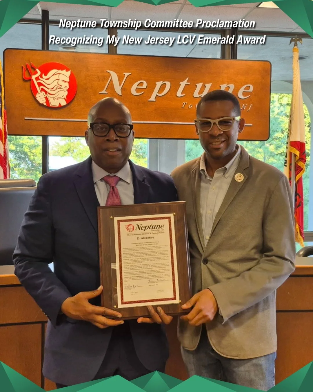 Thank you to Mayor McMillan and my colleagues for the proclamation recognizing my Emerald Award from @njlcv 
#deputymayor #emerald #award #neptune #fyp
