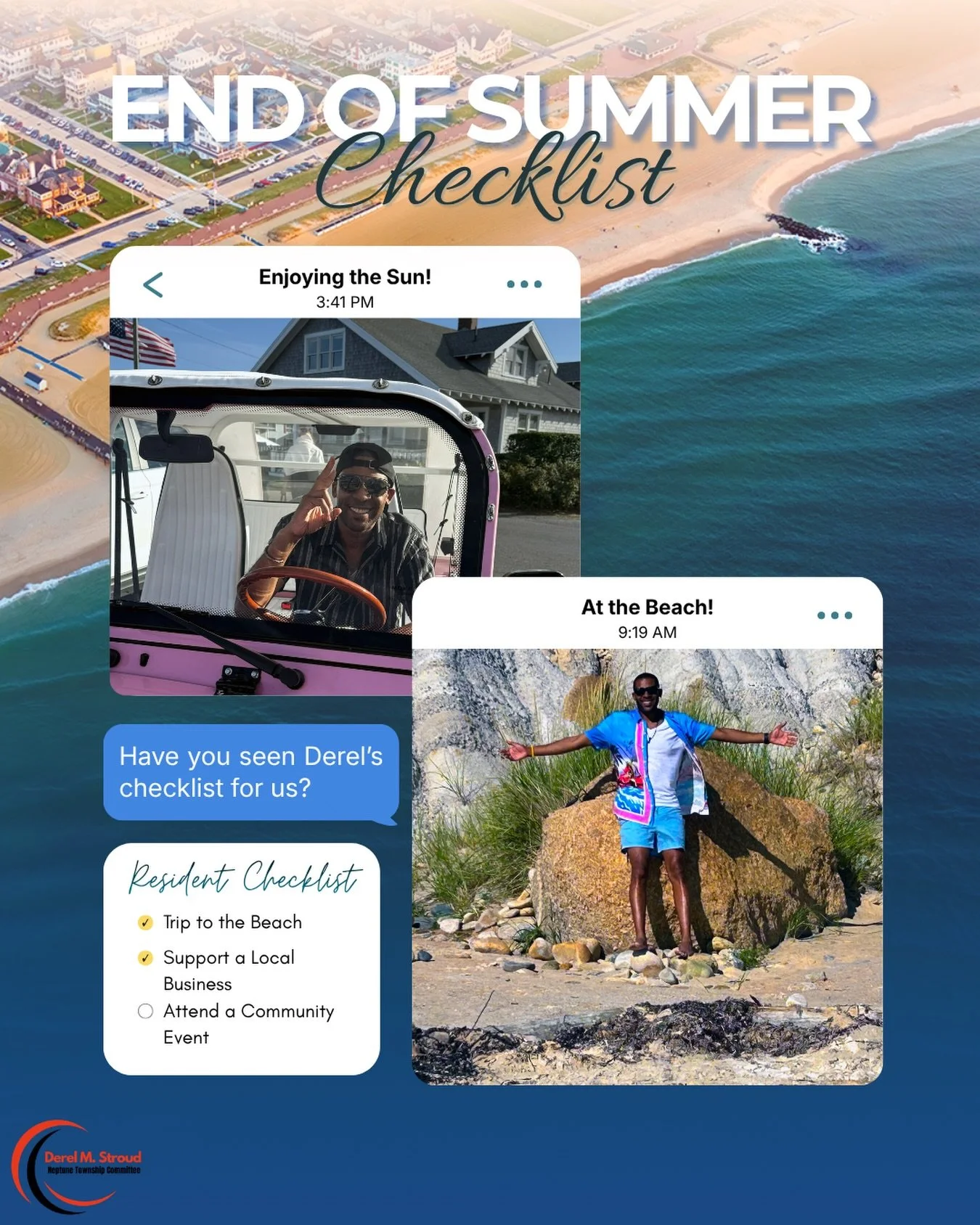 Residents of Neptune Township, clear off the End of Summer Checklist!

Incredibly Grateful for another great summer in our community! From local events to everyday moments. Excited for what fall brings. 🍁  #neptunetownship #nj #summer #checklist #fy