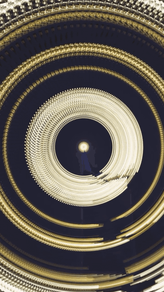 Night Trials. Light-trail spiral over a skyscraper, After Effects, 2026