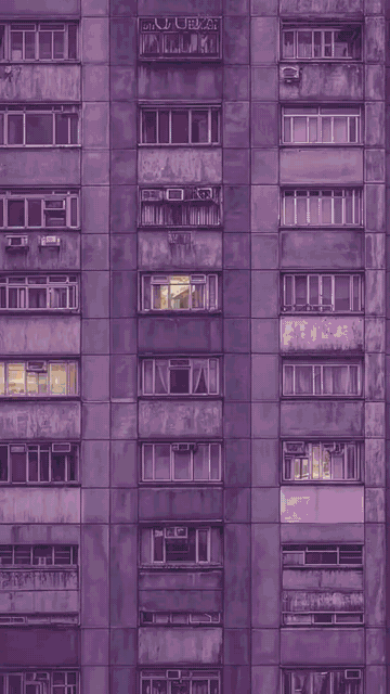 ROY G BIV. Apartment blocks shifting through the spectrum, each window a life, 2025