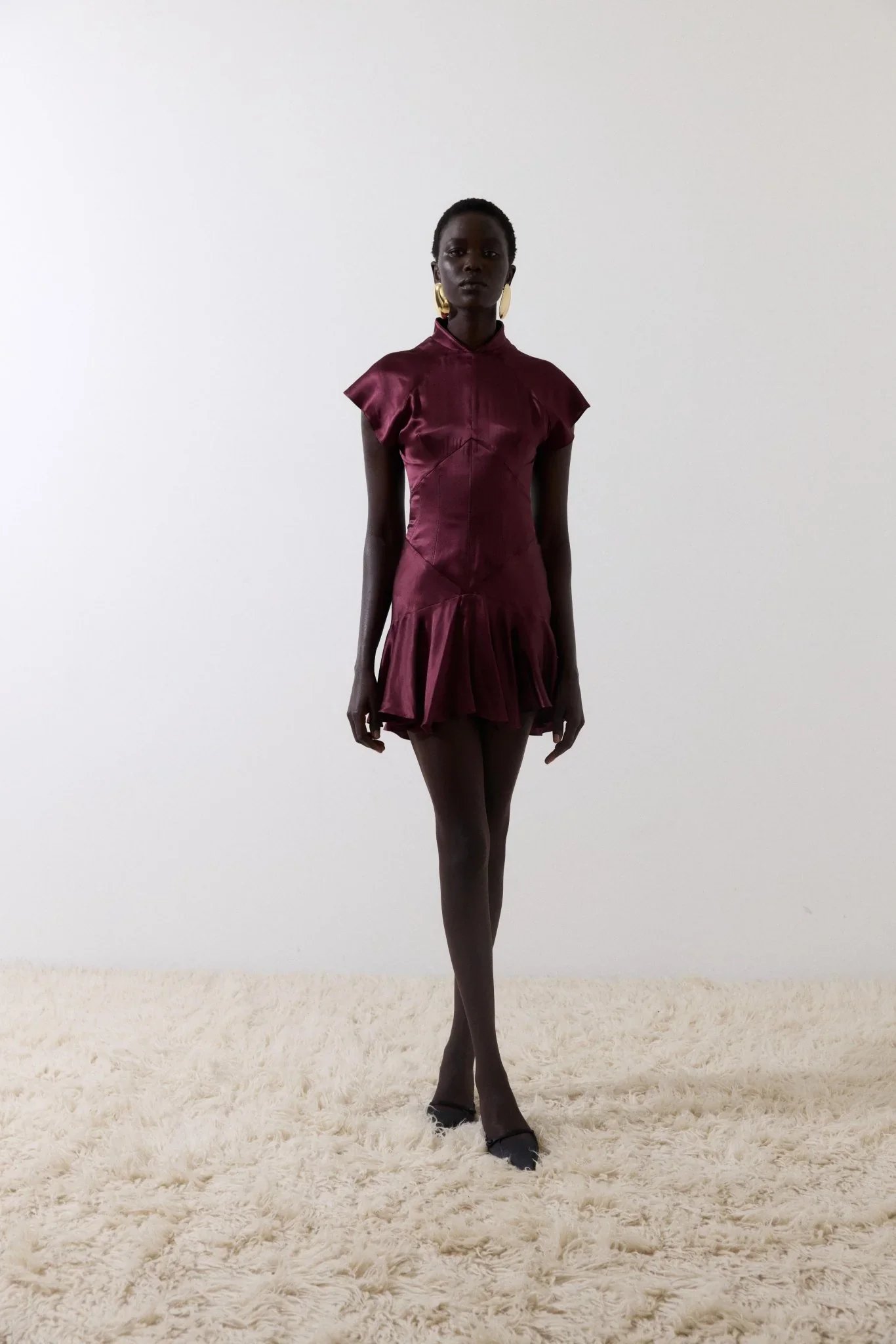    DE LA VALI Alizee Mini Dress In Earth Silk Satin   , $770  