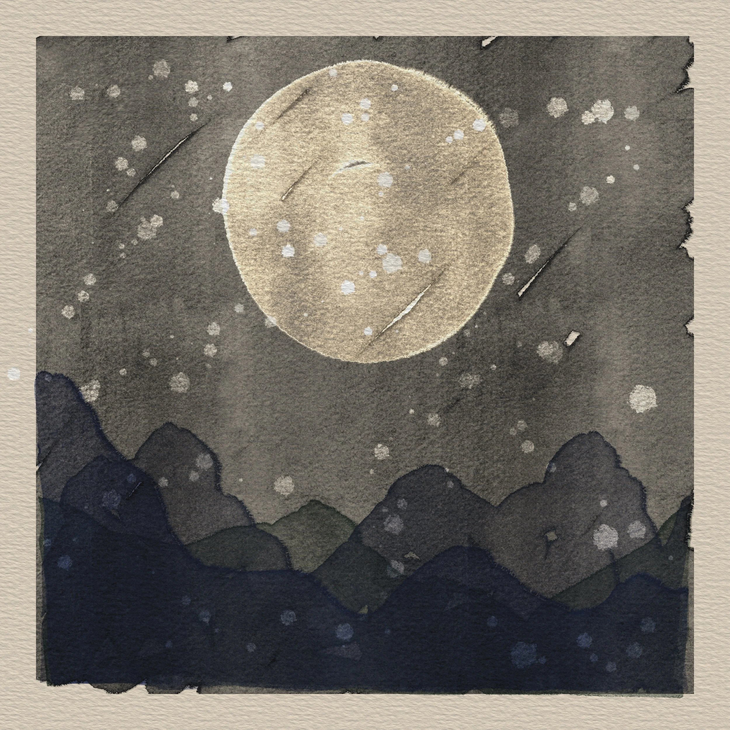 The ripe, full Moon rises over the mountains, reminding me to pay attention.