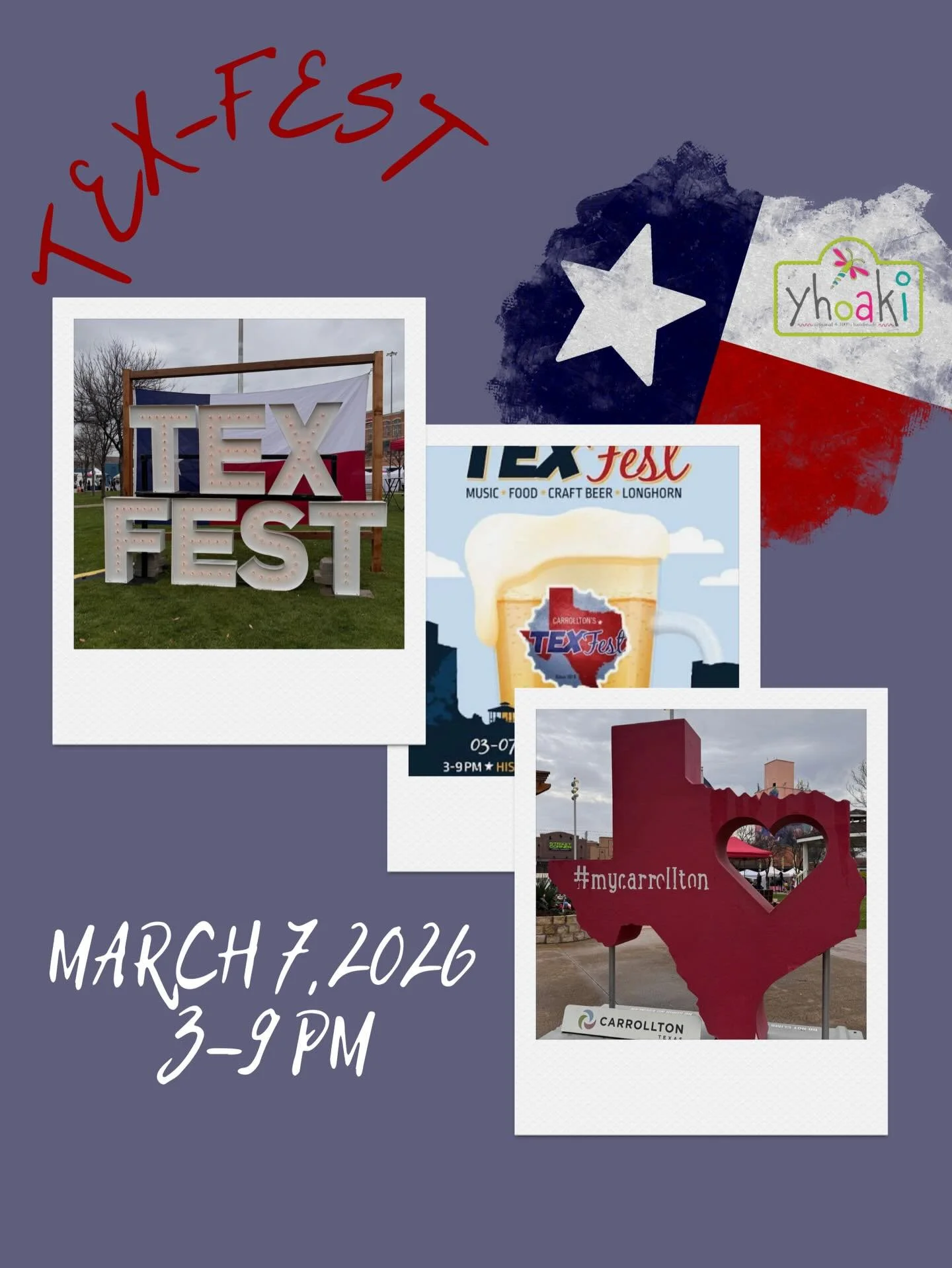 Music, amazing food, craft beer, and even longhorns 🤠🍻

Come join us today on March 7th at Carrollton Tex-Fest for a full day of great vibes, local vendors, and festival fun from 3pm-9pm. Stop by our booth, enjoy the music, try some craft beer, and