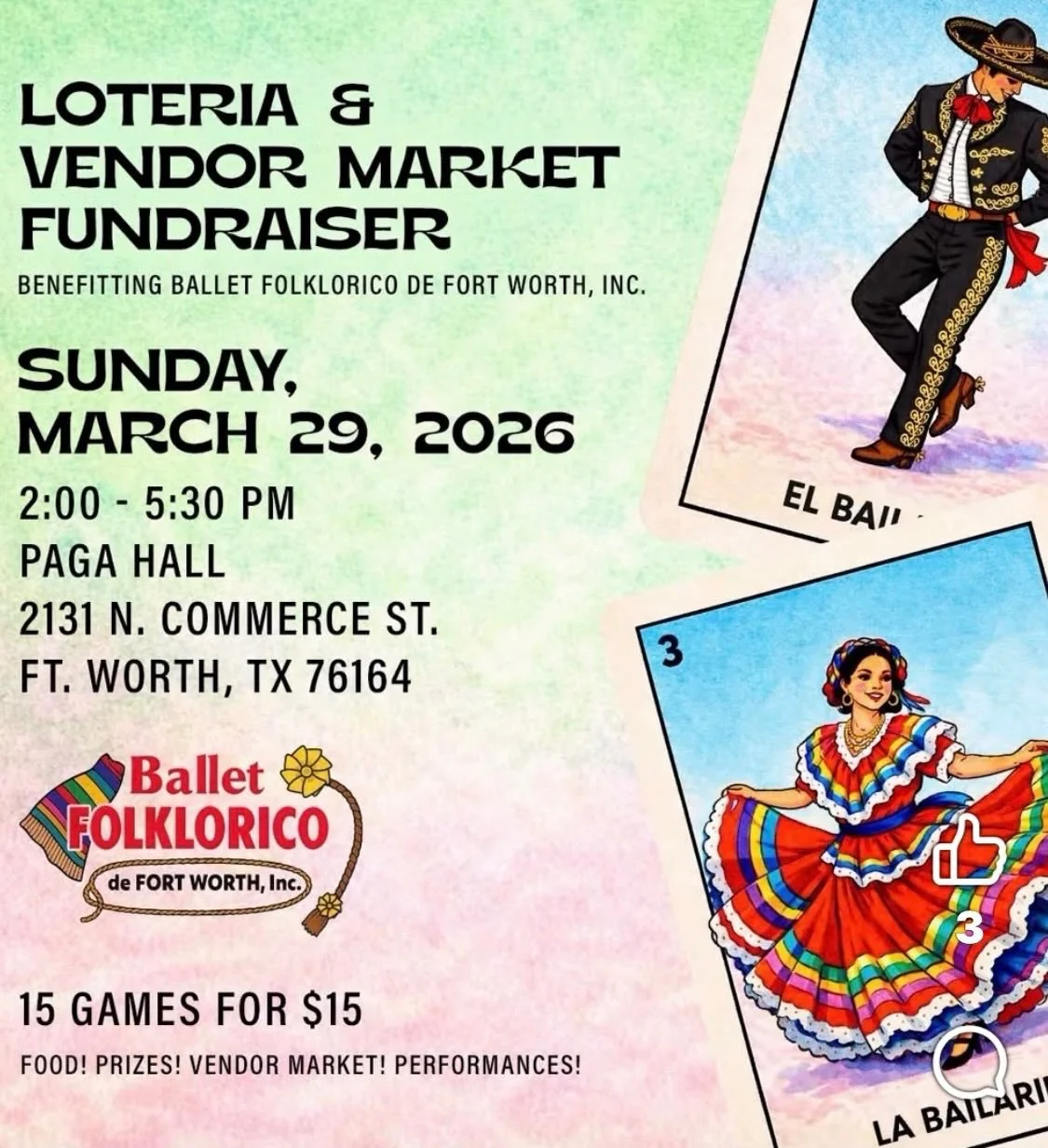 Loter&iacute;a and vendor market fundraiser today! Come join us from 2pm-5:30pm. Enjoy some loter&iacute;a and shopping! 💕#fortworthtx #smallbusinesslove #yhoaki