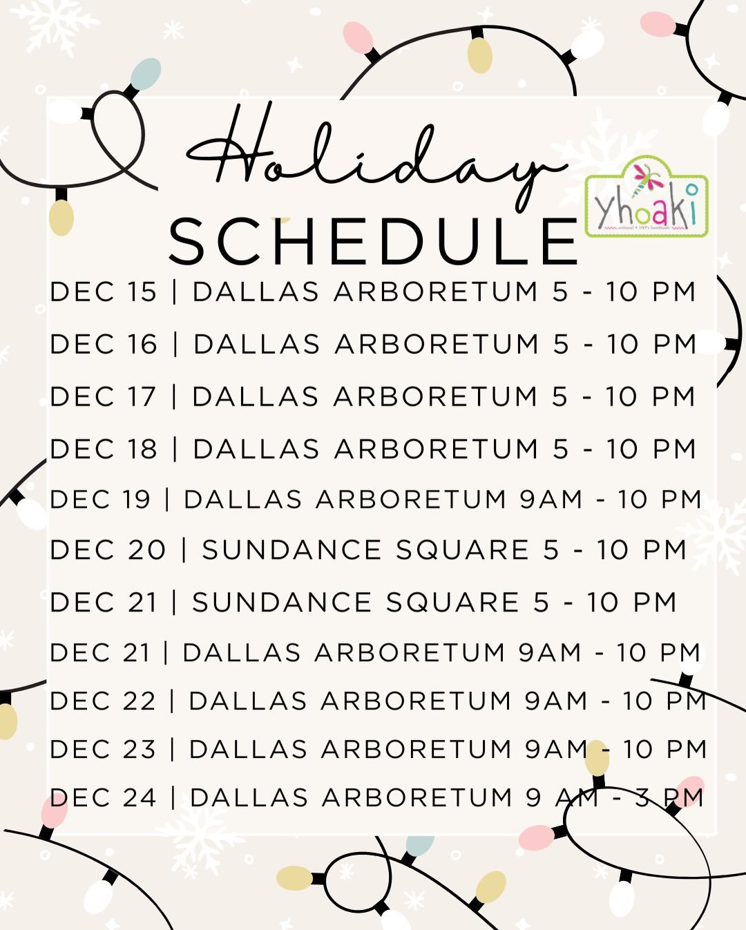 Holiday hustle is ON ✨🎄 Yhoaki will be selling almost every day from today through January 3rd! Come grab your last-minute gifts, shop small, and bring your visitors or tourists along there&rsquo;s something for everyone 🤍🎁 #christmas #happyholida