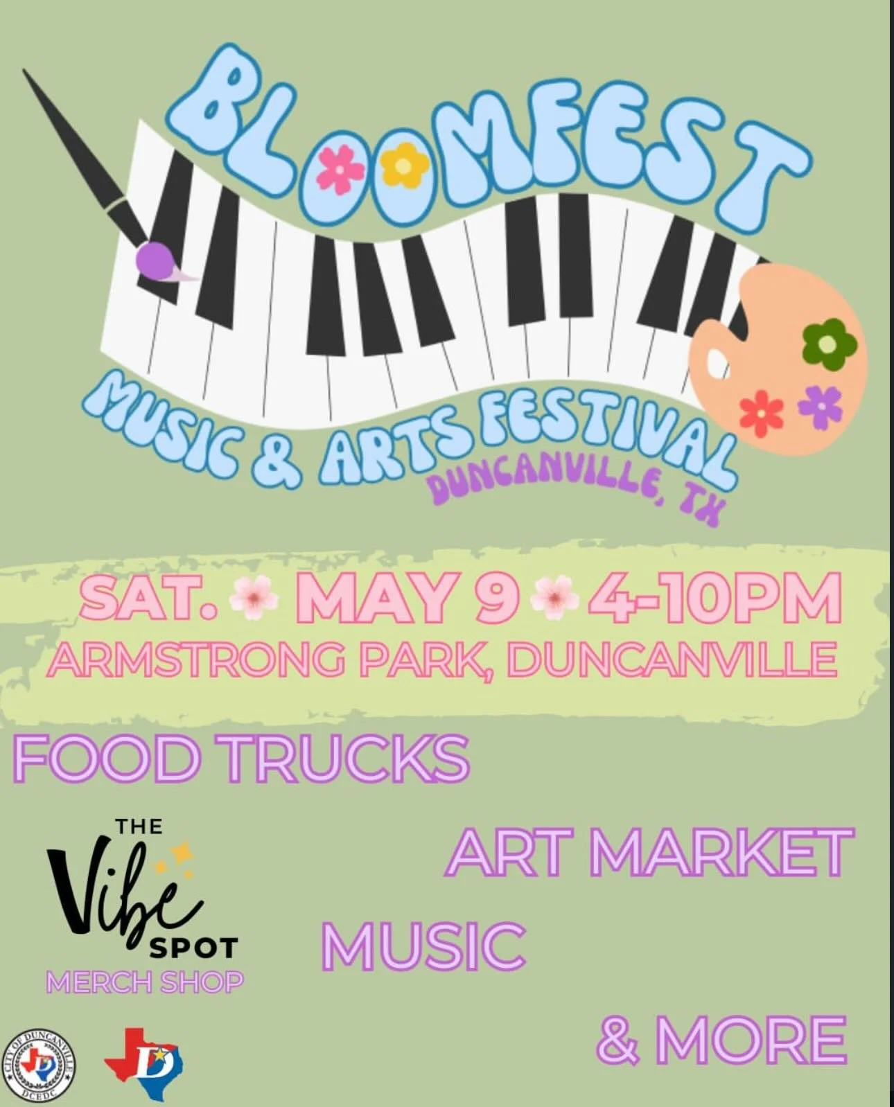Come join us today in Bloom fest today from 4pm-10pm! Live music, food trucks, and vendors! See yall here! 🎨🤍#smallbusinesssupportingsmallbusiness #duncanville