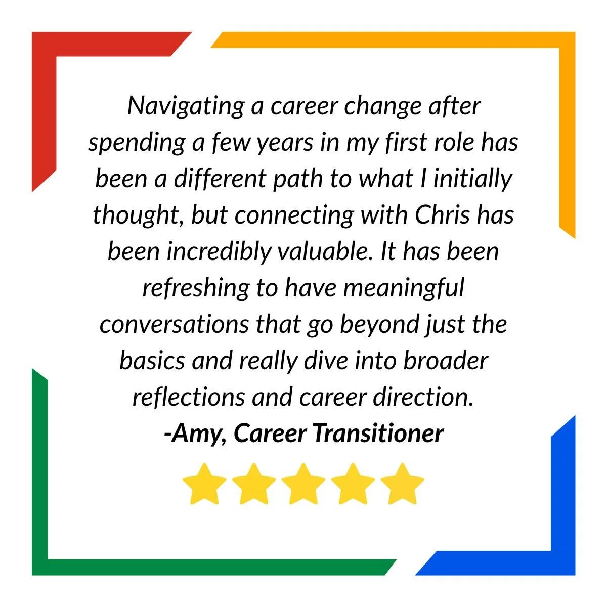 You don't have to have it all mapped out, most of us don't.

Here&rsquo;s what Amy shared after a few CareerMate sessions:

&ldquo;Navigating a career change after a few years in my first role took me down a different path than I expected. Connecting