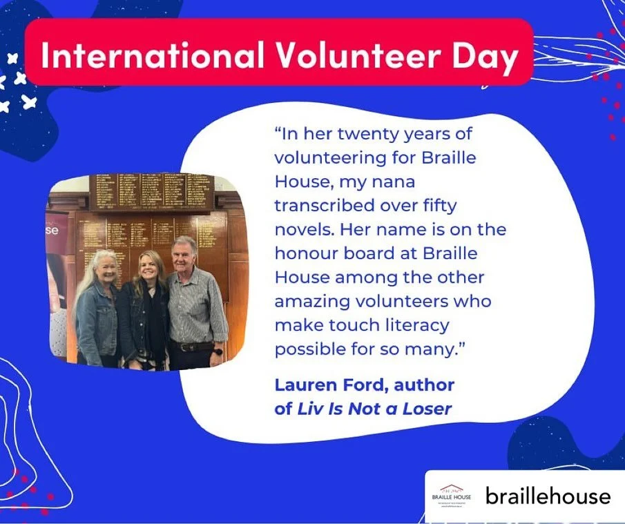 Happy International Volunteers Day! 🙌 

It&rsquo;s been a joy getting to know everyone at Braille House this year and see all the work they and their volunteers do so reading is accessible to everyone. 💗

One Last Night is now also available in the