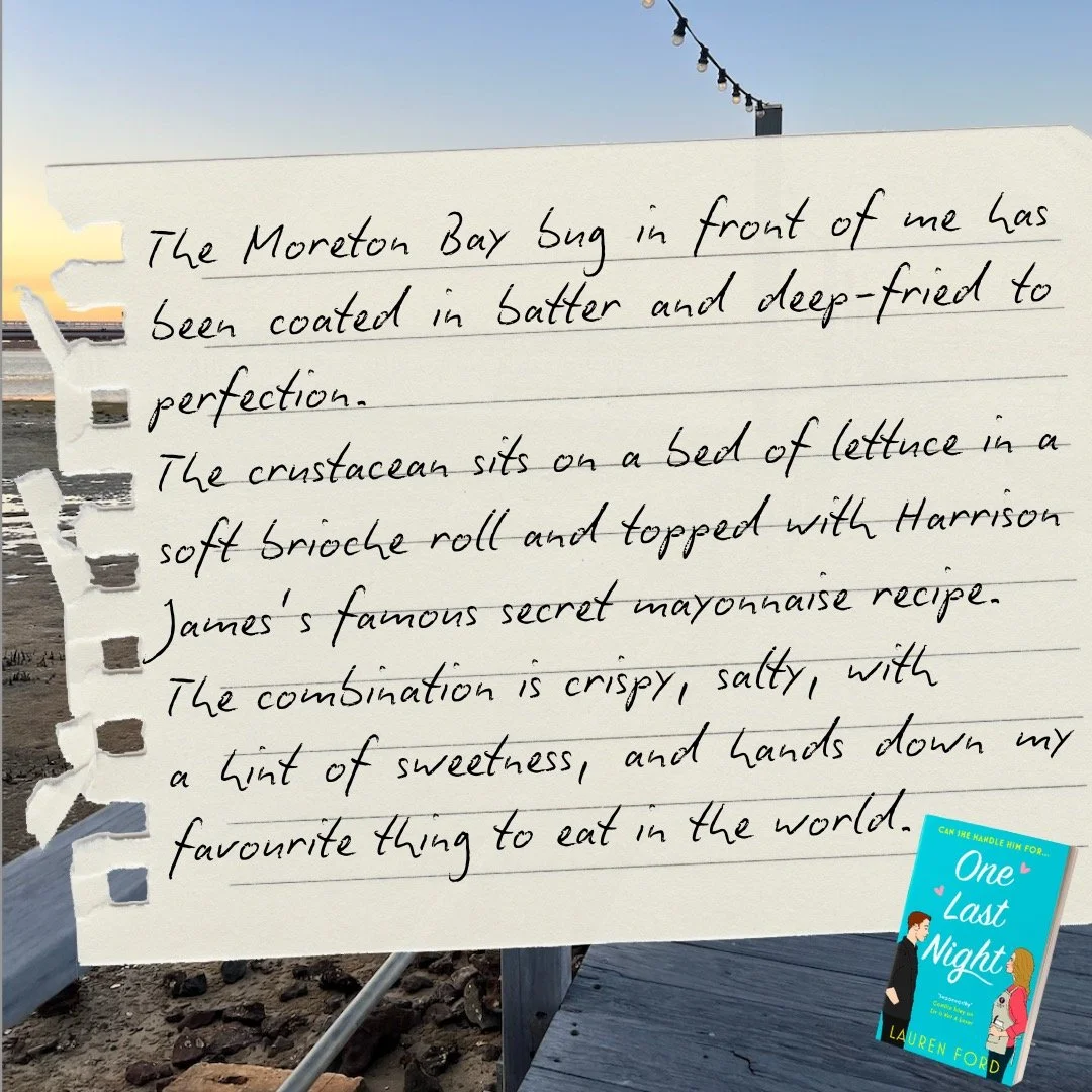 Tonight I&rsquo;m going out to celebrate Christmas with some special girlfriends, and we&rsquo;ll be having Moreton Bay bug rolls&hellip;.minus Harrison James, unfortunately. 😂

Bug rolls truly are divine, so they had to feature heavily in my novel 