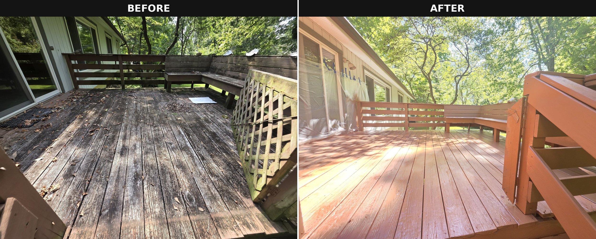 Deck staining before and after — Bloomington, IN