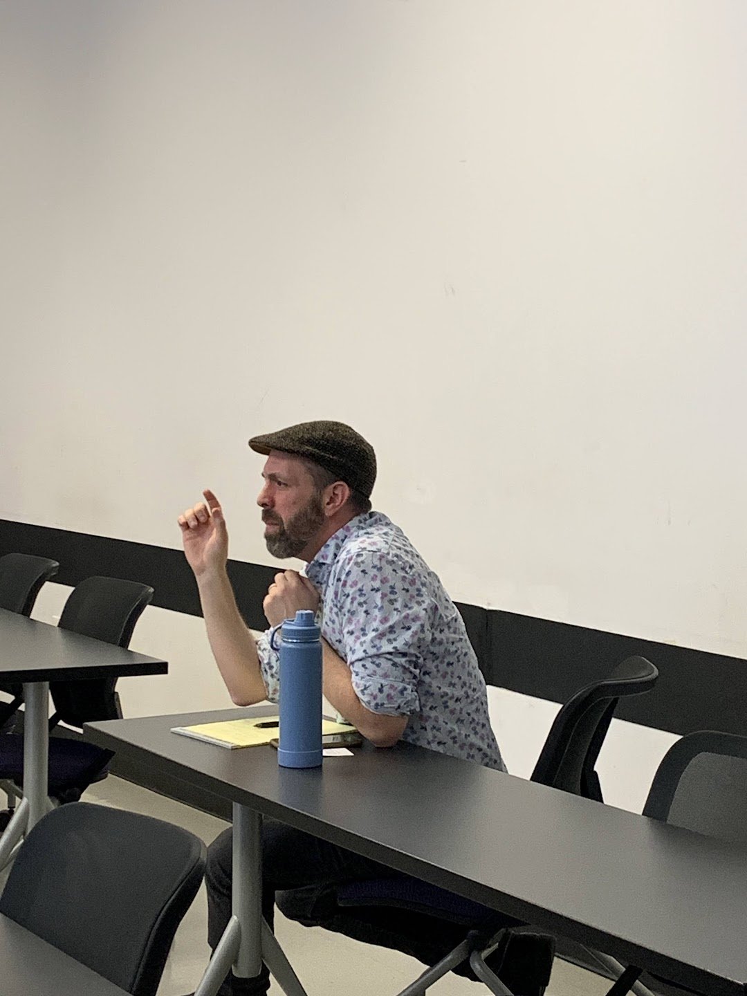 My boss (the dramaturg) starting off the conversation.