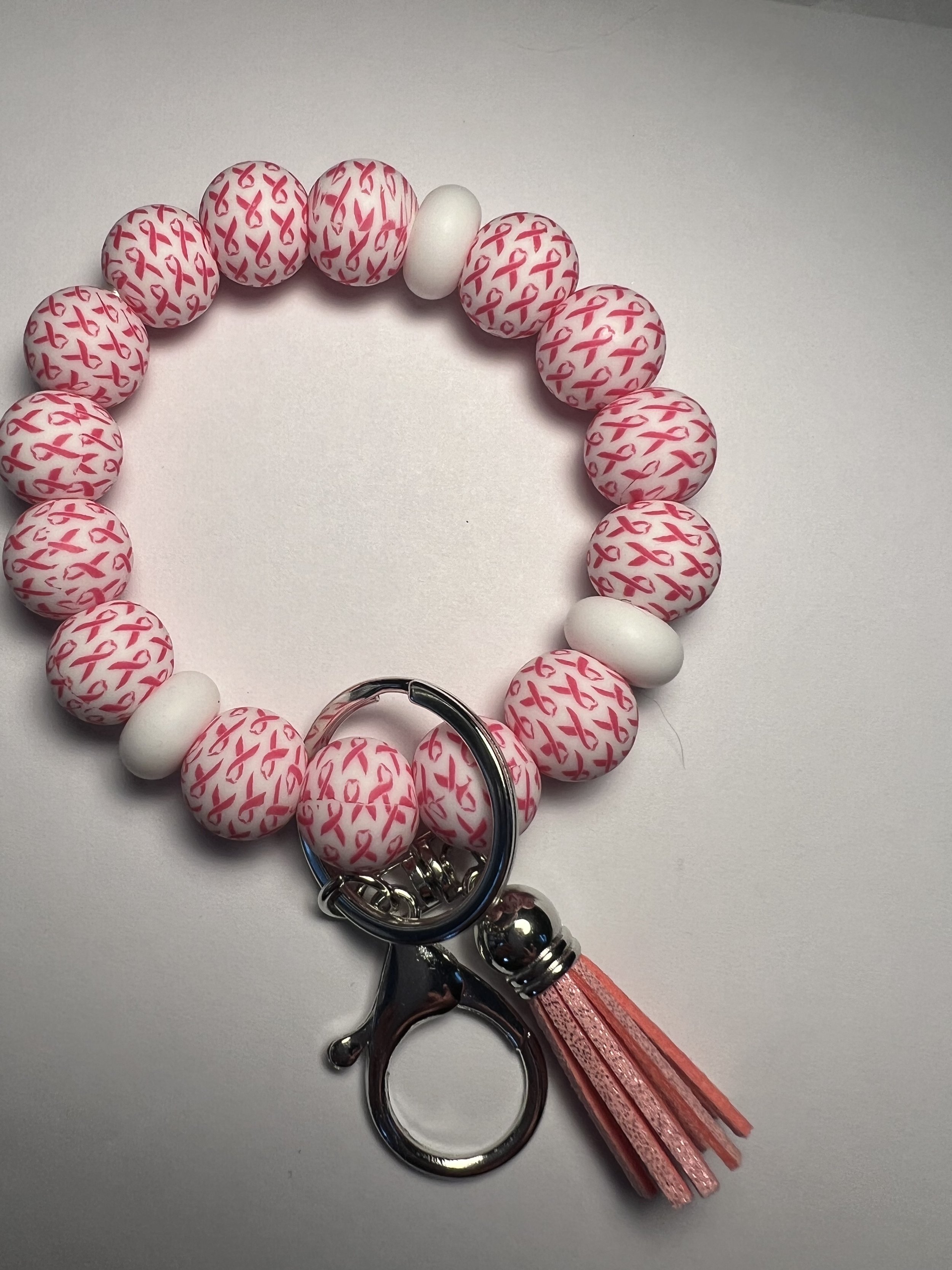 Wristlet pink and white ribbon(20)