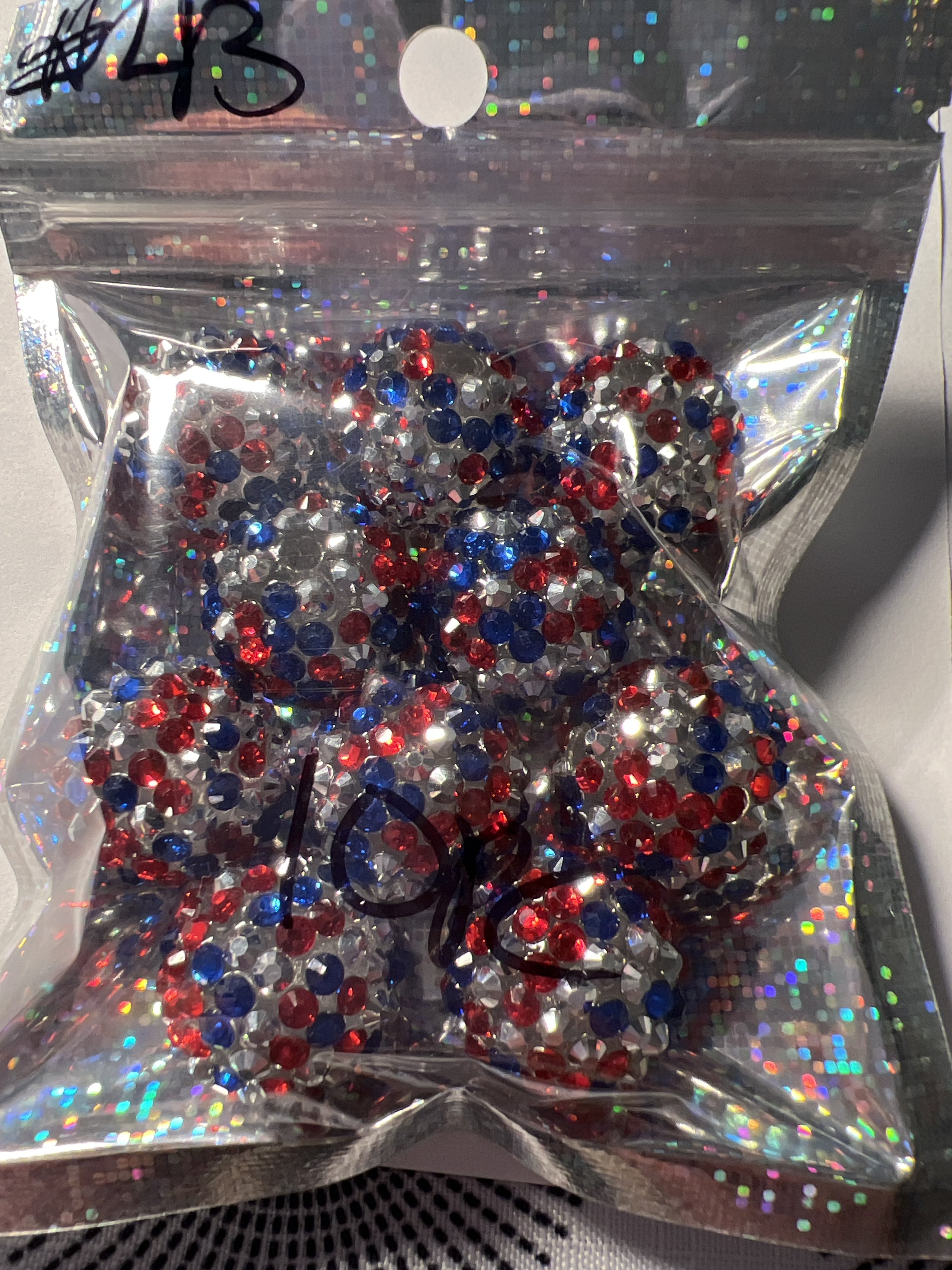 Big blue red silver beads 10 ct (43)