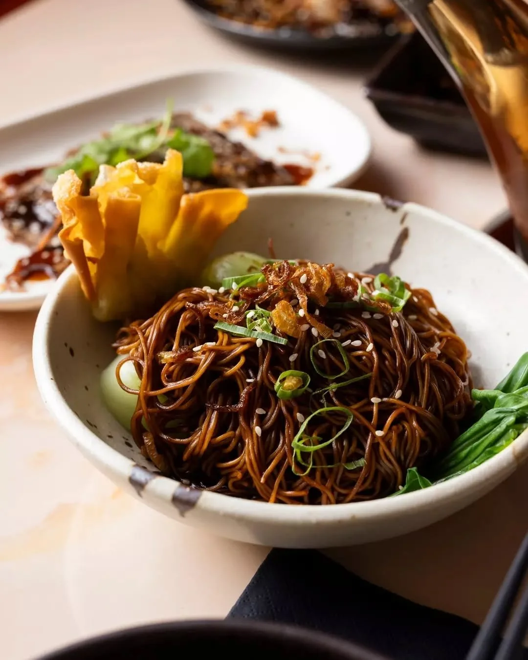 Gan Lao Mian 干捞面: Oyster sauce, dark soy, bok choy, wood ear wonton, egg noodles. Savoury, textural and quietly rich