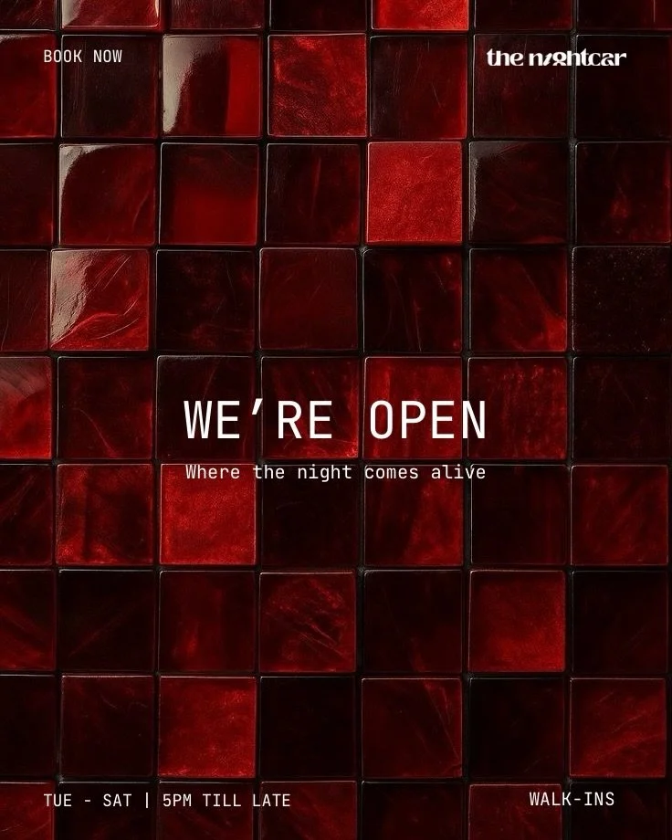 Night plans? Sorted. 

Tue - Sat 5pm till late. 
Book your table via bookings@thenightcar.com