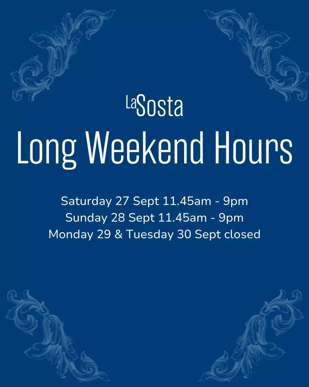 Planning your long weekend? 

We&rsquo;ll be here with pasta, cocktails and good company&nbsp;🥂&nbsp;Don't forget we have Bottomless running Friday to Sunday.
