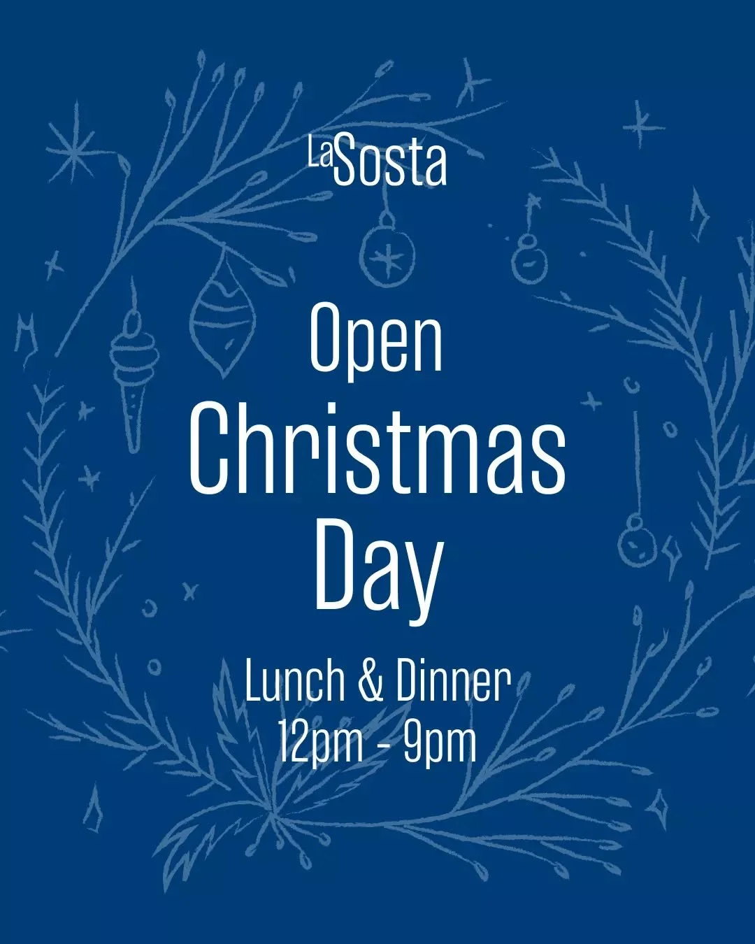 Celebrate Christmas Day at La Sosta 🎄 Settle in for a relaxed celebration filled with great food, good company and a hint of holiday magic.

Everything you know and love with a little extra festive cheer on the table!

Thursday 25 December 
Bookings