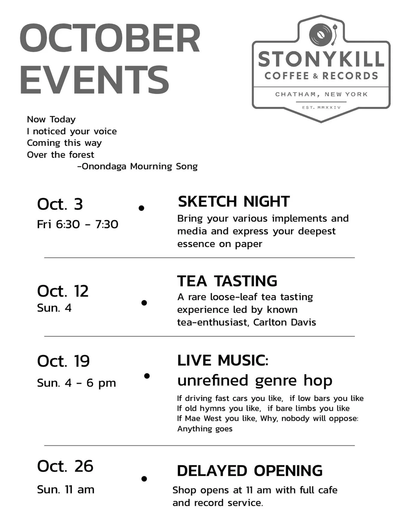 Thrilling calendar of events this month.