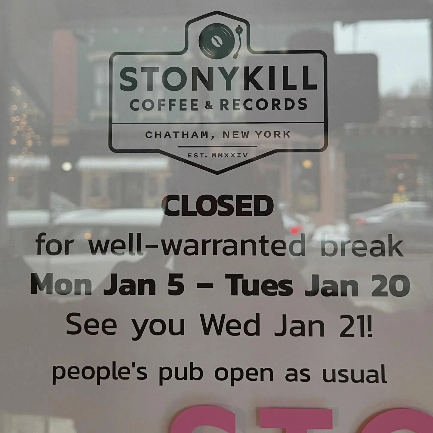 FYI We&rsquo;re closed until Jan 21.
Thanks for a great year, everybody!