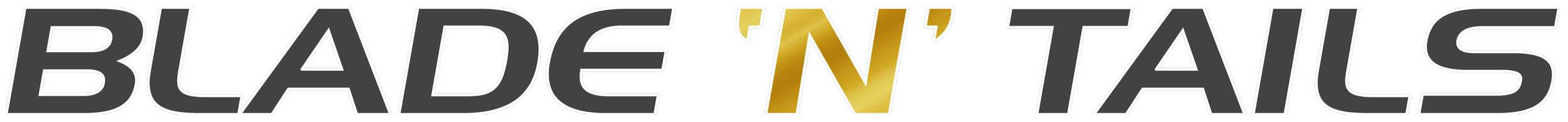 Close-up of a logo with the text 'BLADE 'N' TACS' in white and gold letters on a black background.