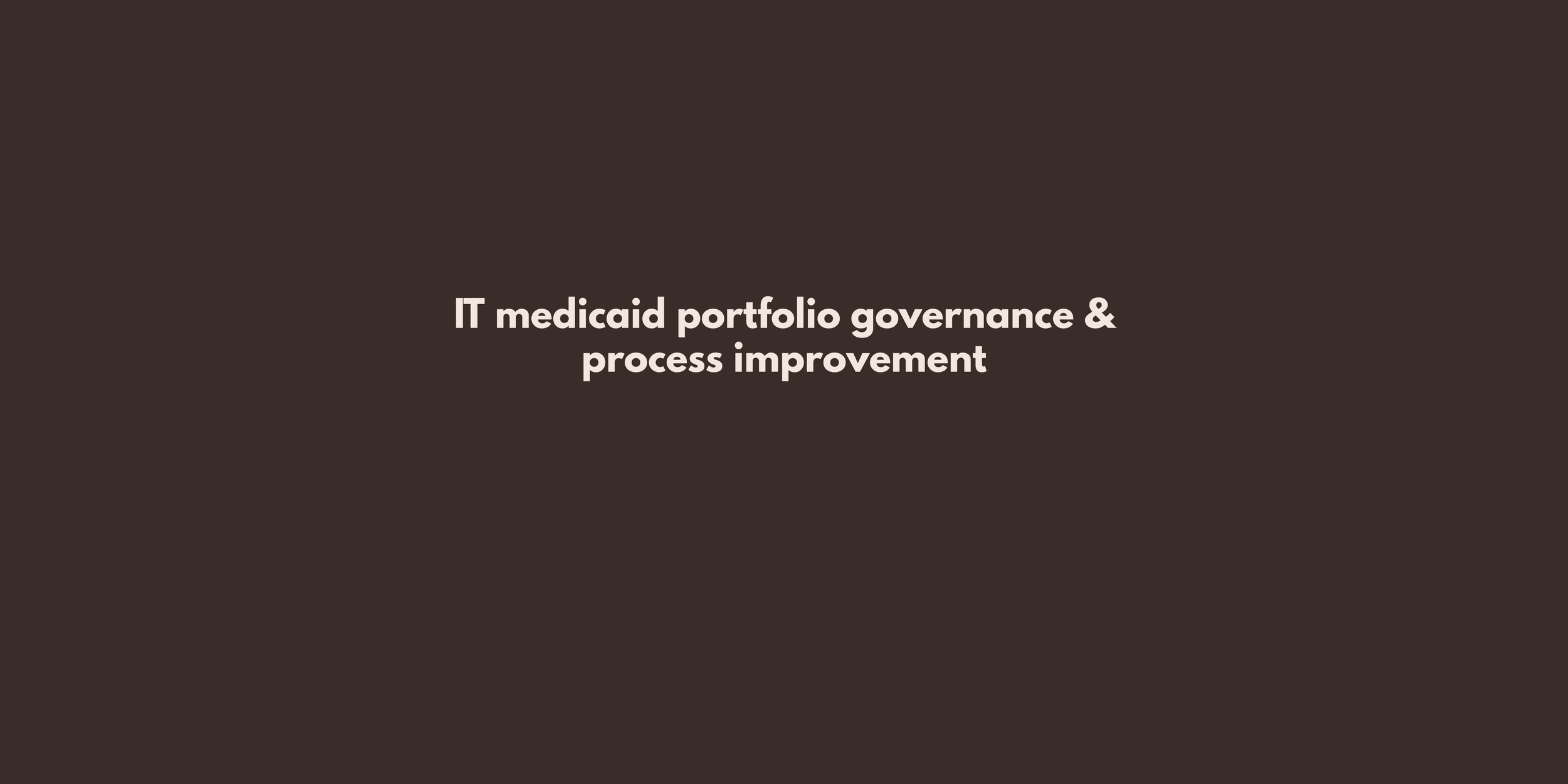 IT Medicaid Portfolio Governance & Process Improvement
