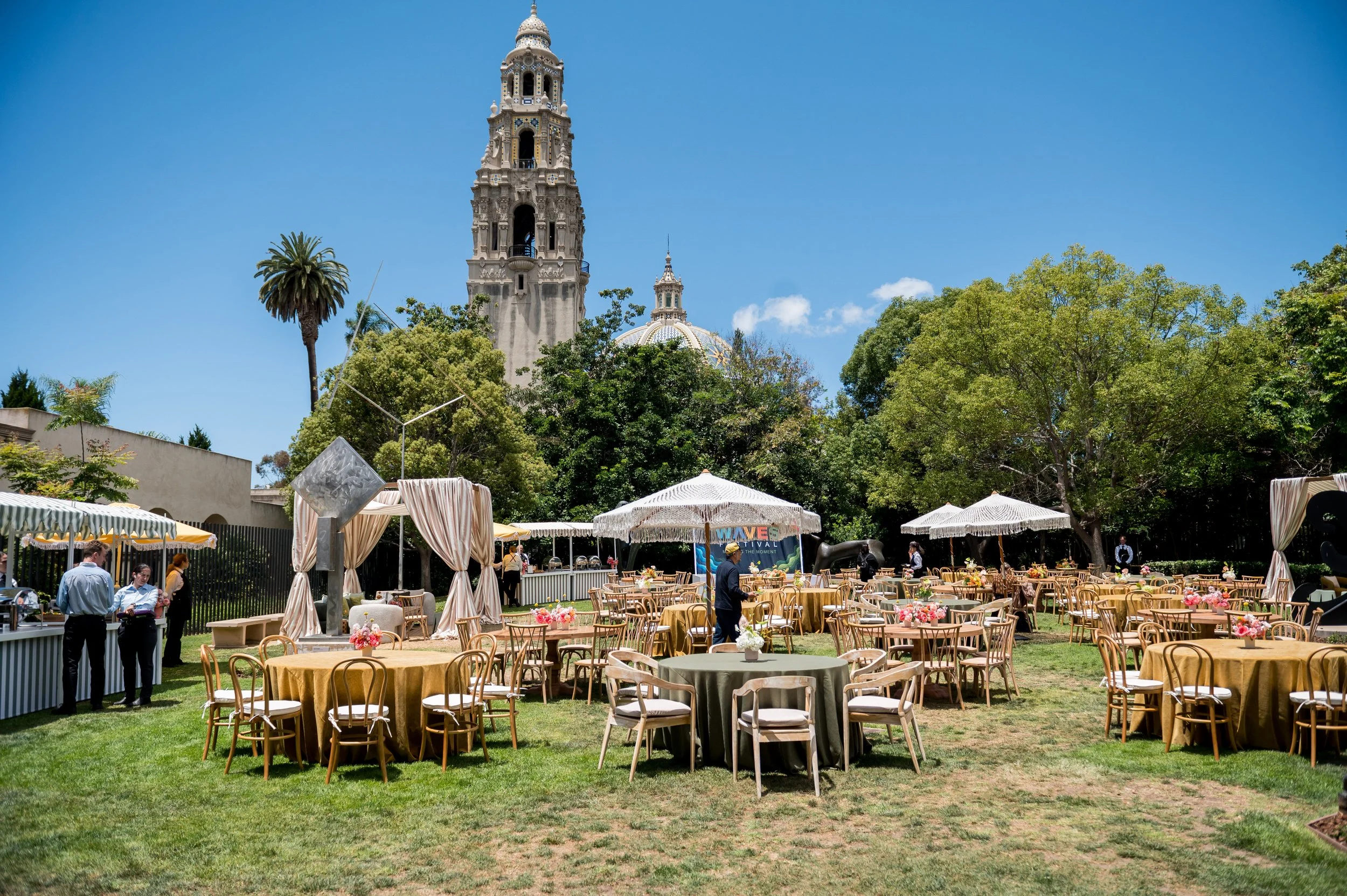 Private event seating in Balboa Park for private event.