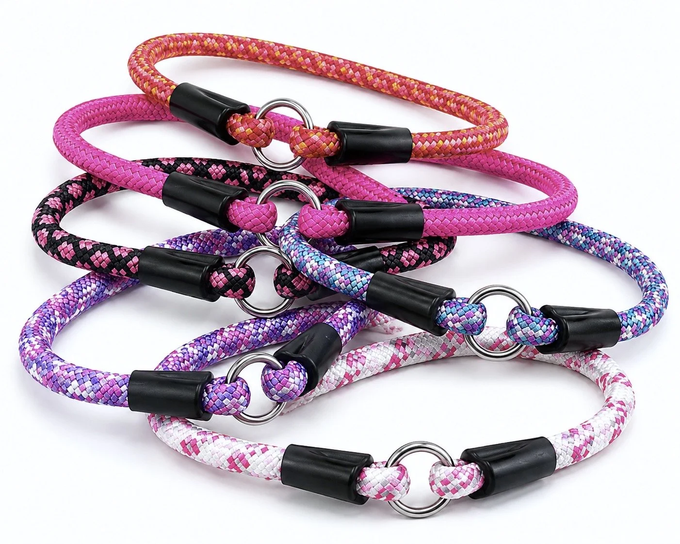 The Pinks - Braided Rope ID Tag Collar, Australian Made House Collars, Lightweight Comfortable Everyday Dog ID Collar - Choose your Rope