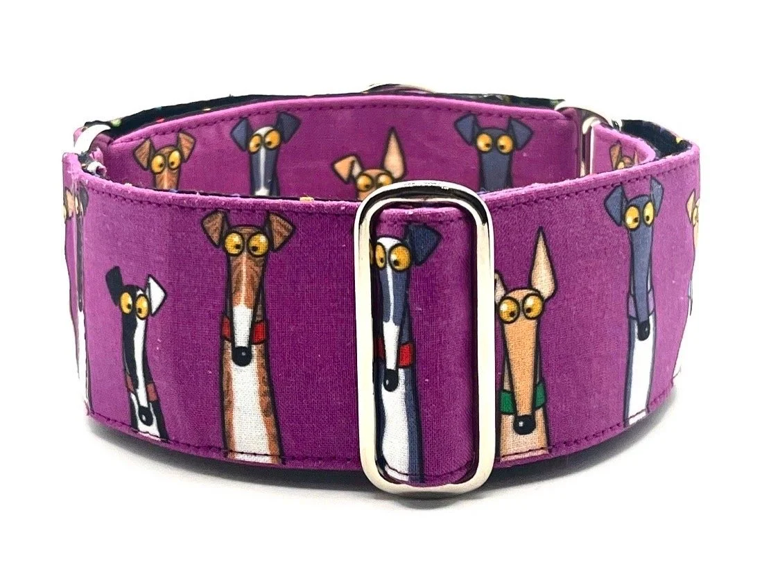 Greyheads Purple - Skipworth Martingale Dog Collar, Matching House Collar & Leads available as listed.