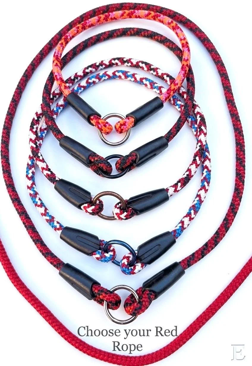 The Reds  - Braided Rope ID Tag Collar, Australian Made House Collars, Lightweight Comfortable Everyday Dog ID Collar - Choose your Rope Colour (Copy) (Copy) (Copy) (Copy) (Copy)