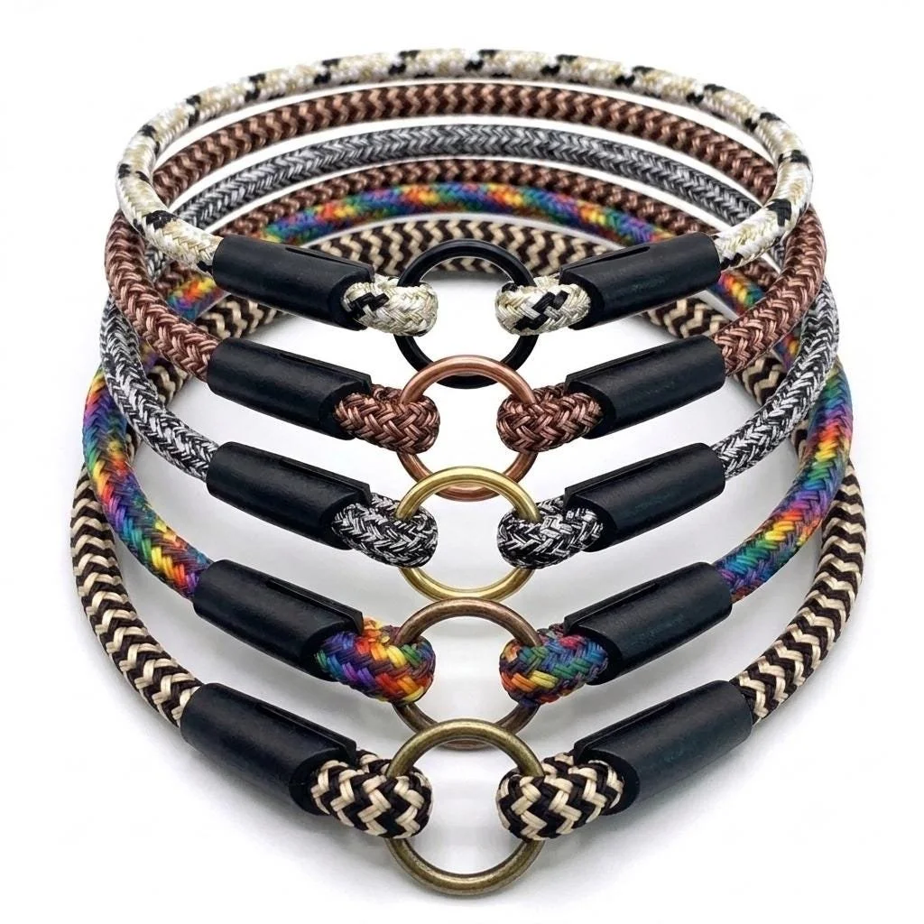 Blacks & Browns  - Braided Rope ID Tag Collar, Australian Made House Collars, Lightweight Comfortable Everyday Dog ID Collar - Choose your Rope Colour (Copy) (Copy) (Copy) (Copy)