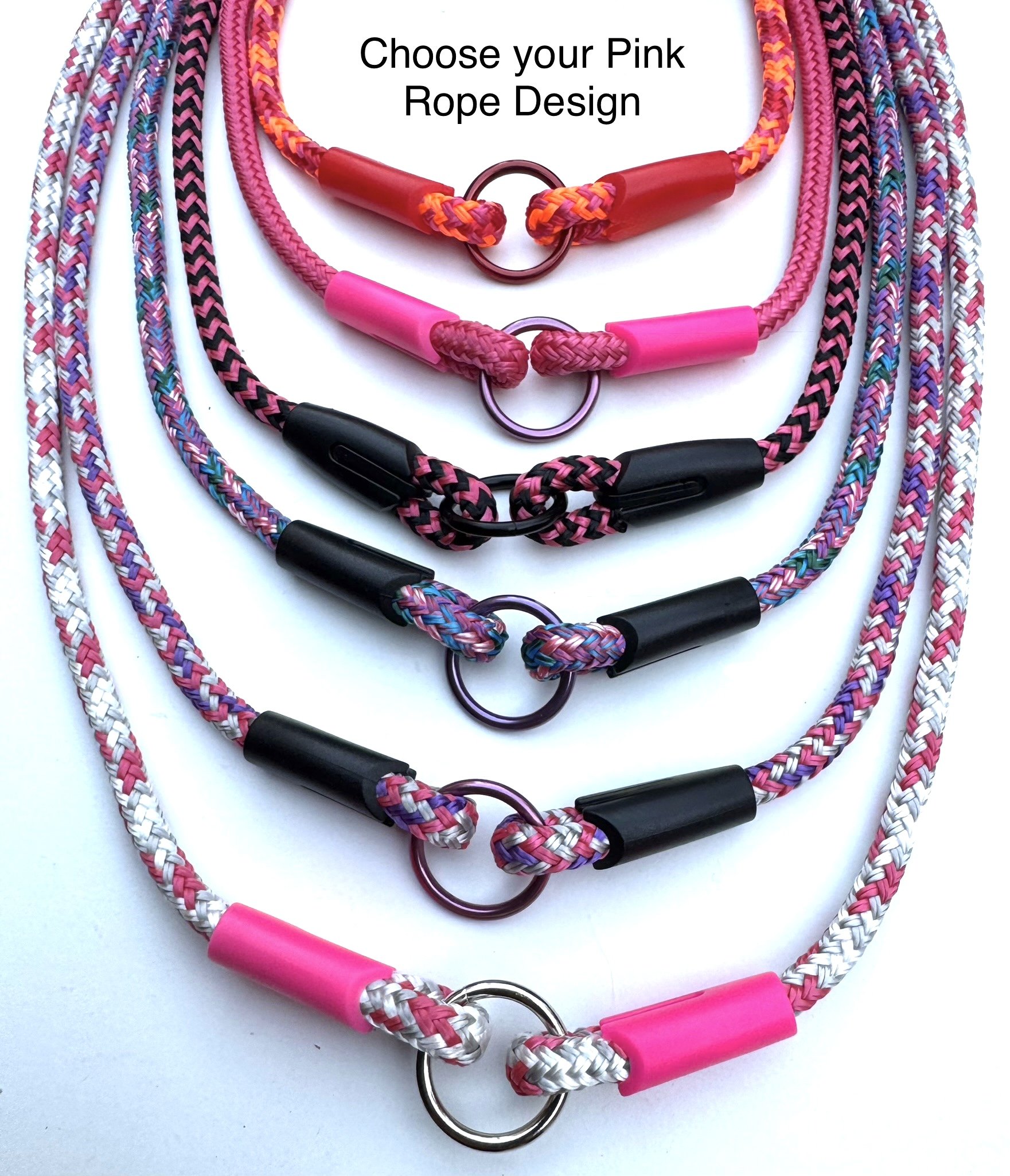 The Pinks - Braided Rope ID Tag Collar, Australian Made House Collars, Lightweight Comfortable Everyday Dog ID Collar - Choose your Rope