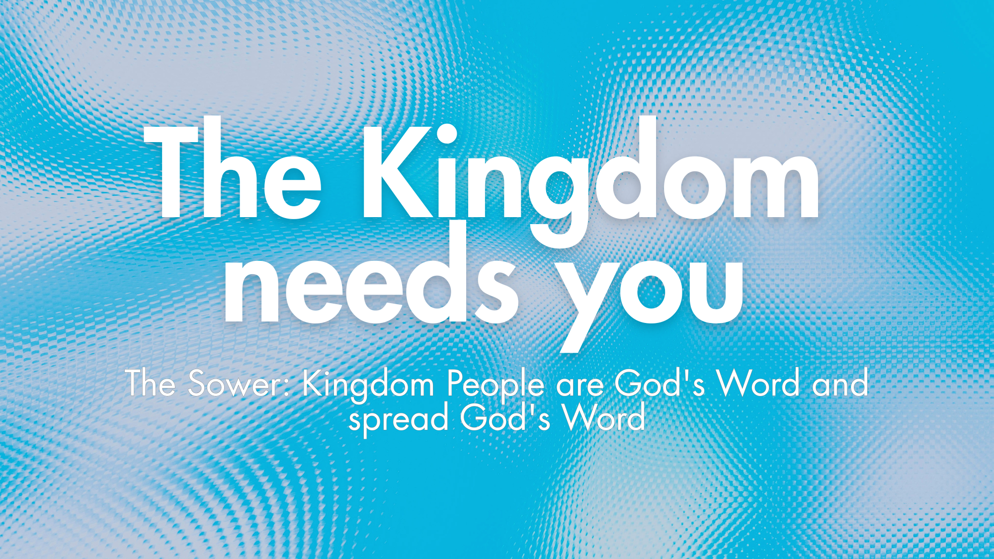The kingdom needs you: the sower.
