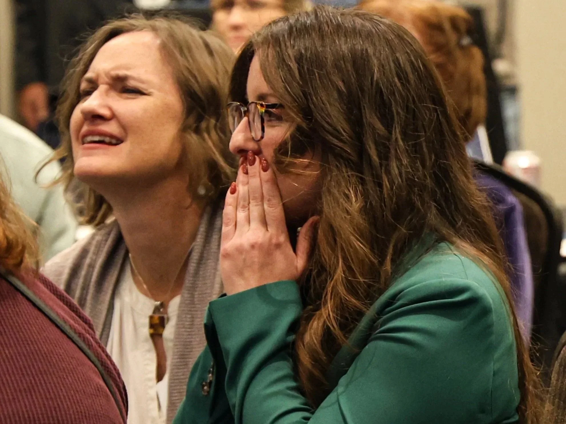 Claire Carmelia pauses as she reflects on her election-night victory in Westminster, Colorado, on Nov. 4, 2025.