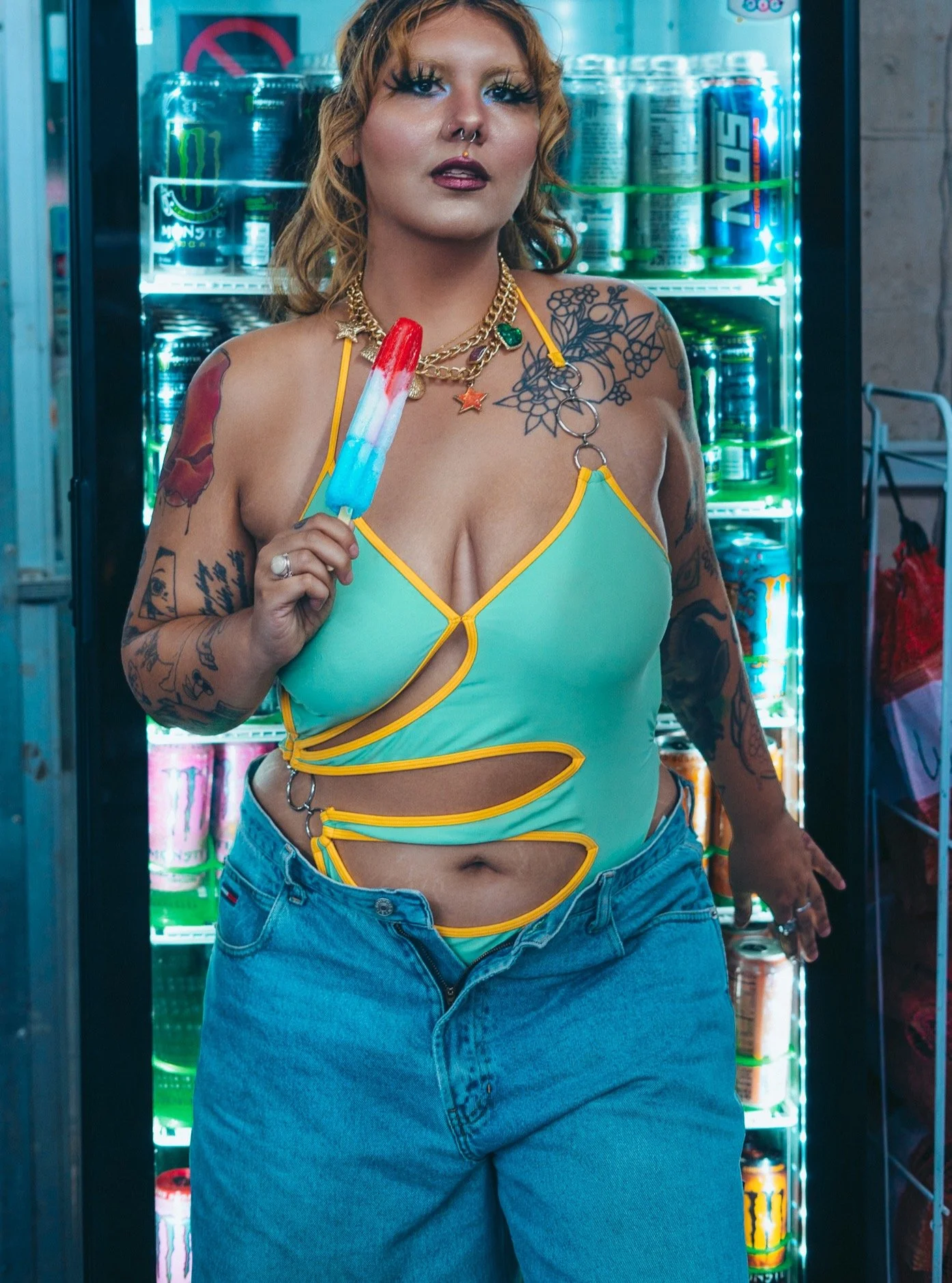 The summer had the whole city sweating. Asphalt shimmering, air thick, everybody looking for somewhere cool.

Then she walked in completely unbothered by the heat waiting outside.

Some people adjust the the environment...

She sets the scene.....