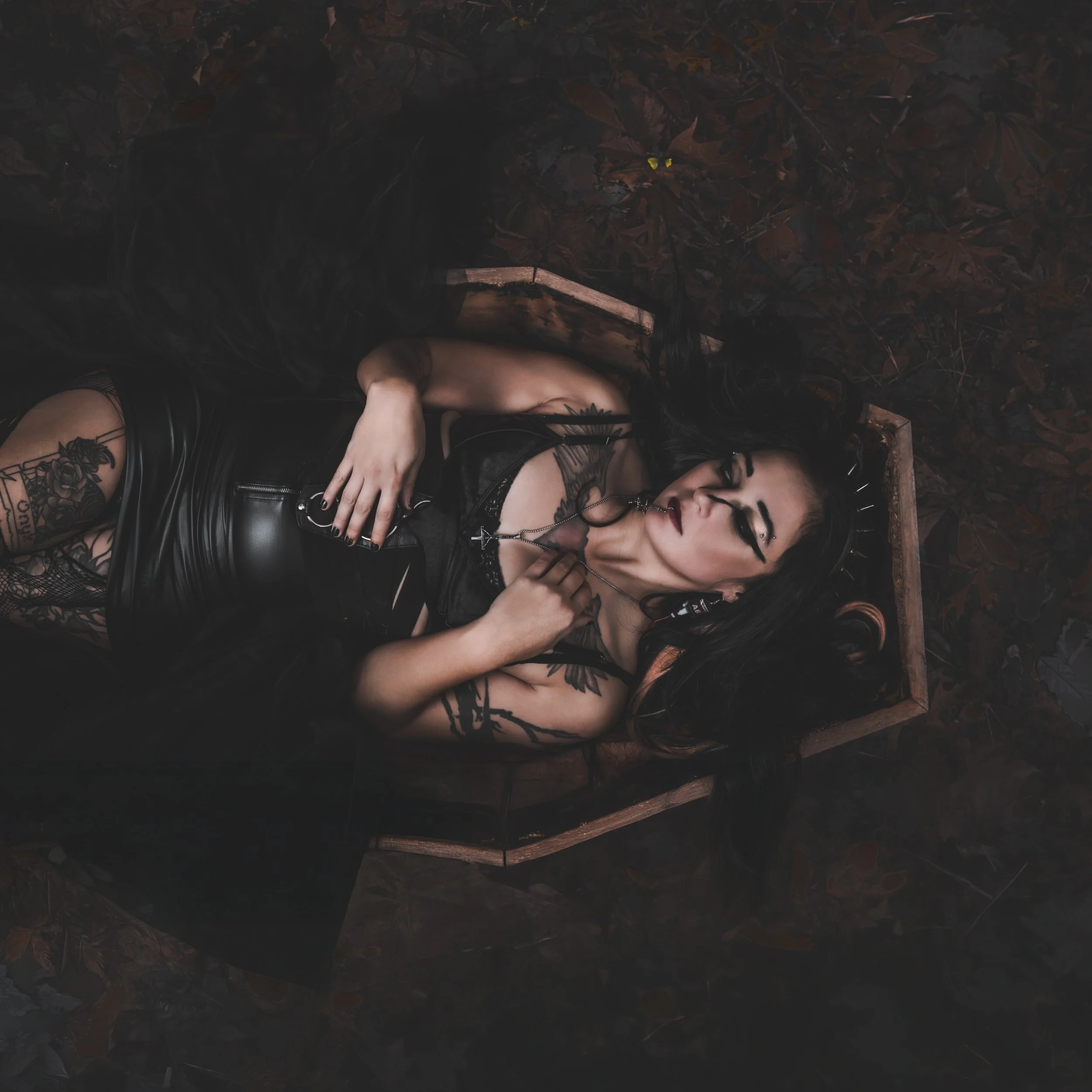 Somewhere beneath the hush of the trees,
something forgotten remembered her name.
The earth kept its secrets.
The coffin kept its silence.
And still&hellip; she rose.
Not alive.
Not dead.
Just changed enough to never belong to either world again.