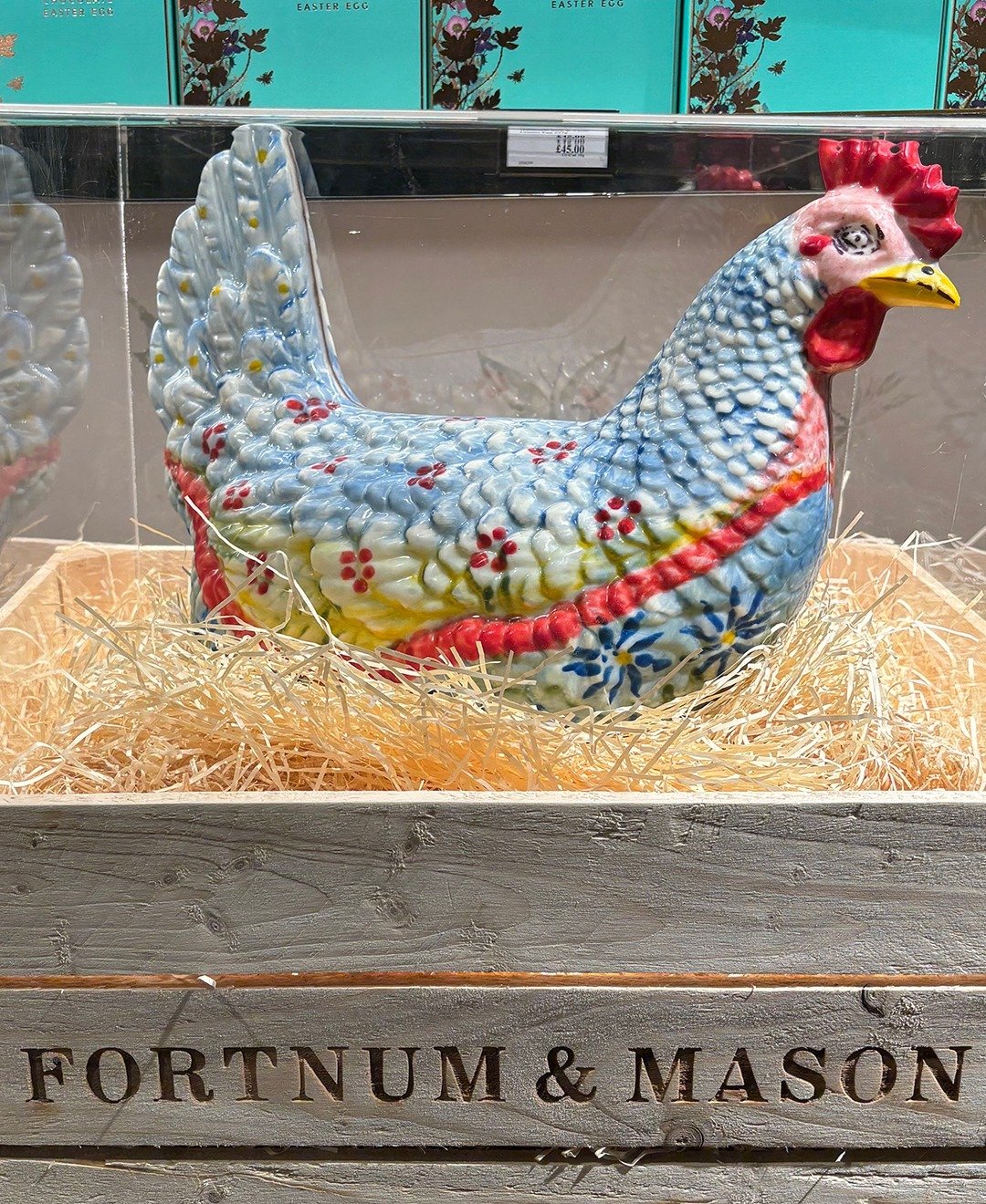 &quot;Easter is the only time it's safe to put all of your eggs in one basket!&quot;
&bull;
Easter in London is always a big, bright celebration! We spotted this wonderfully large and proud chocolate hen in @fortnums and smiled- what a wonderful thin