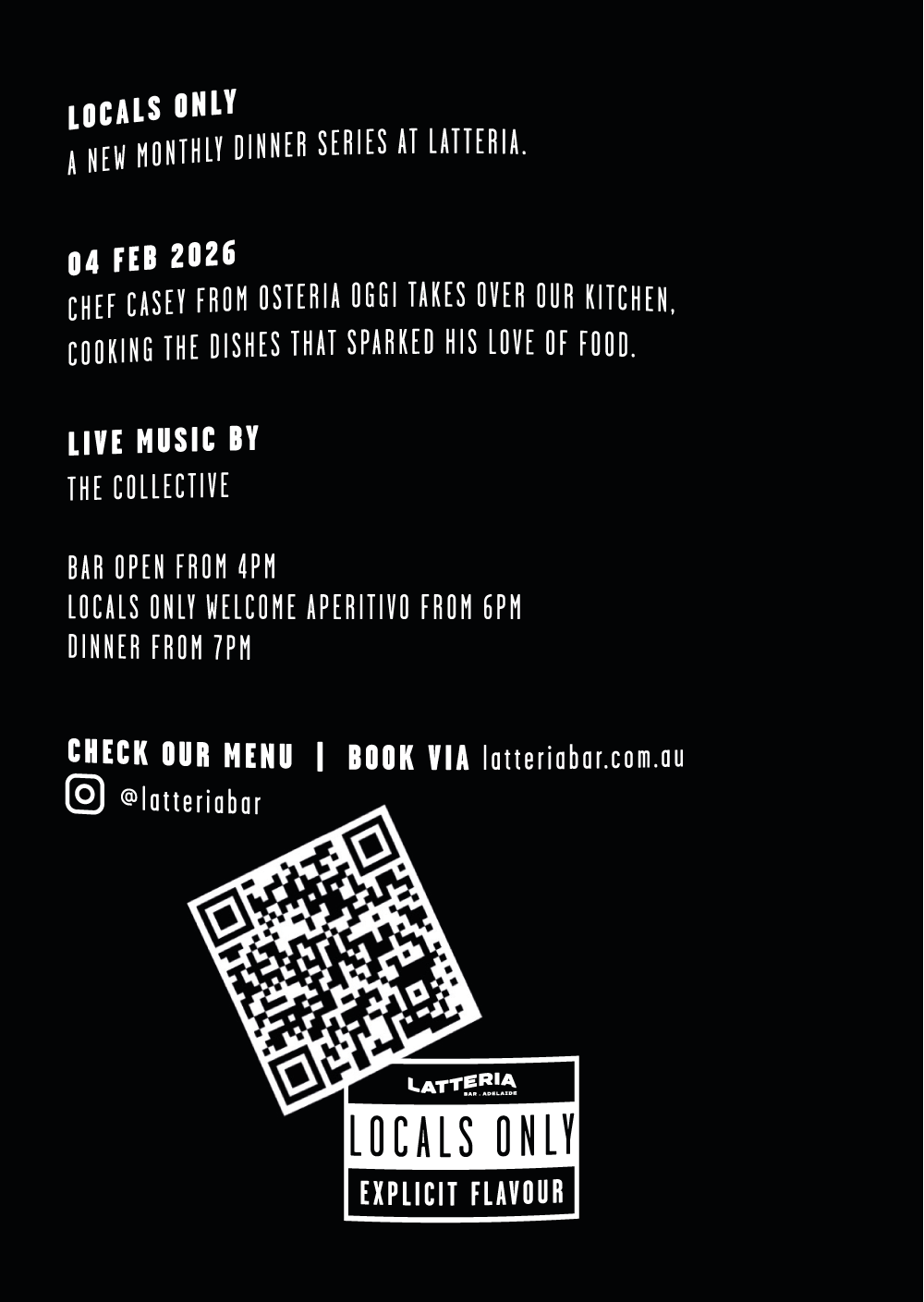 LATTERIA Bar Adelaide - LOCALSONLY - flyer event 04-02-2026 - Hutt-Street - Adelaide