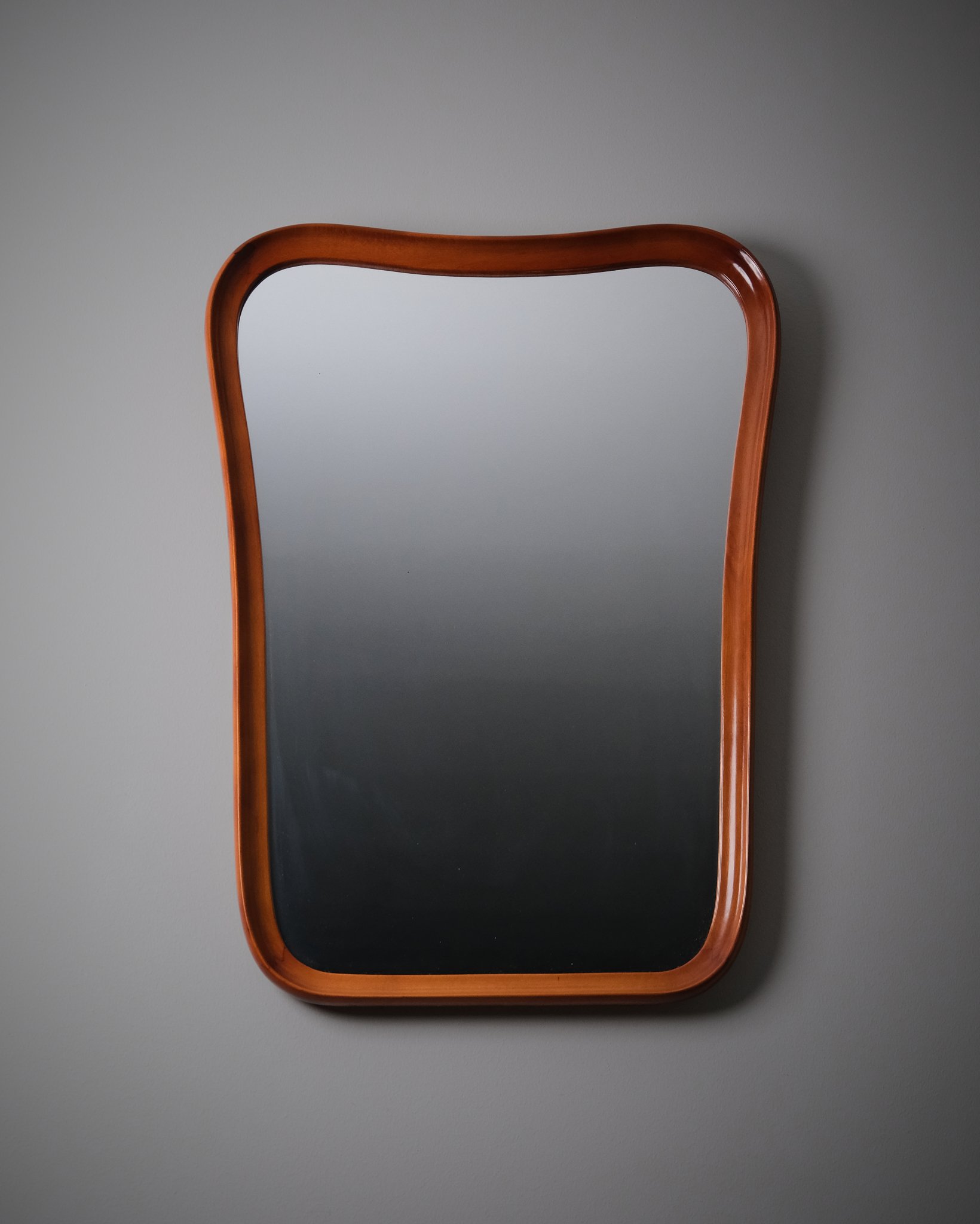Large sculptural Scandinavian modern wall mirror