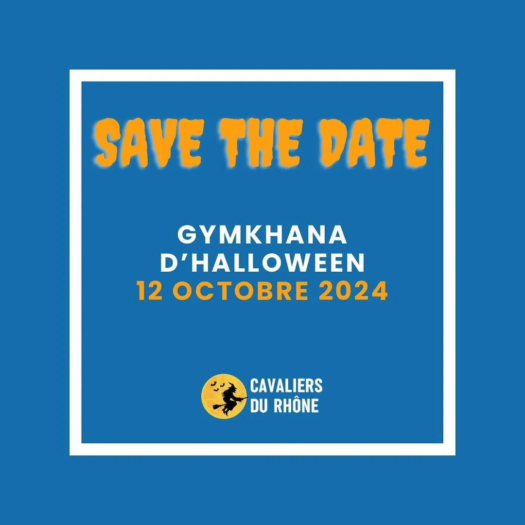 📅 Save the Date 📅

L&rsquo;Association des Cavaliers du Rh&ocirc;ne est ravie d&rsquo;annoncer l&rsquo;organisation de la 6&egrave;me &eacute;dition du Gymkhana d&rsquo;Halloween ! 🎃🏇

📅 Date : 12 octobre 2024
📍 Lieu : Ecurie de la Rossat, Rout
