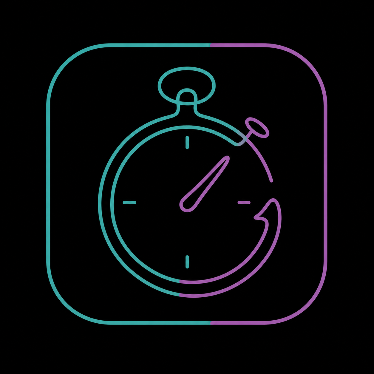 Neon sign displaying a timer showing 60 minutes with an arrow circling clockwise.