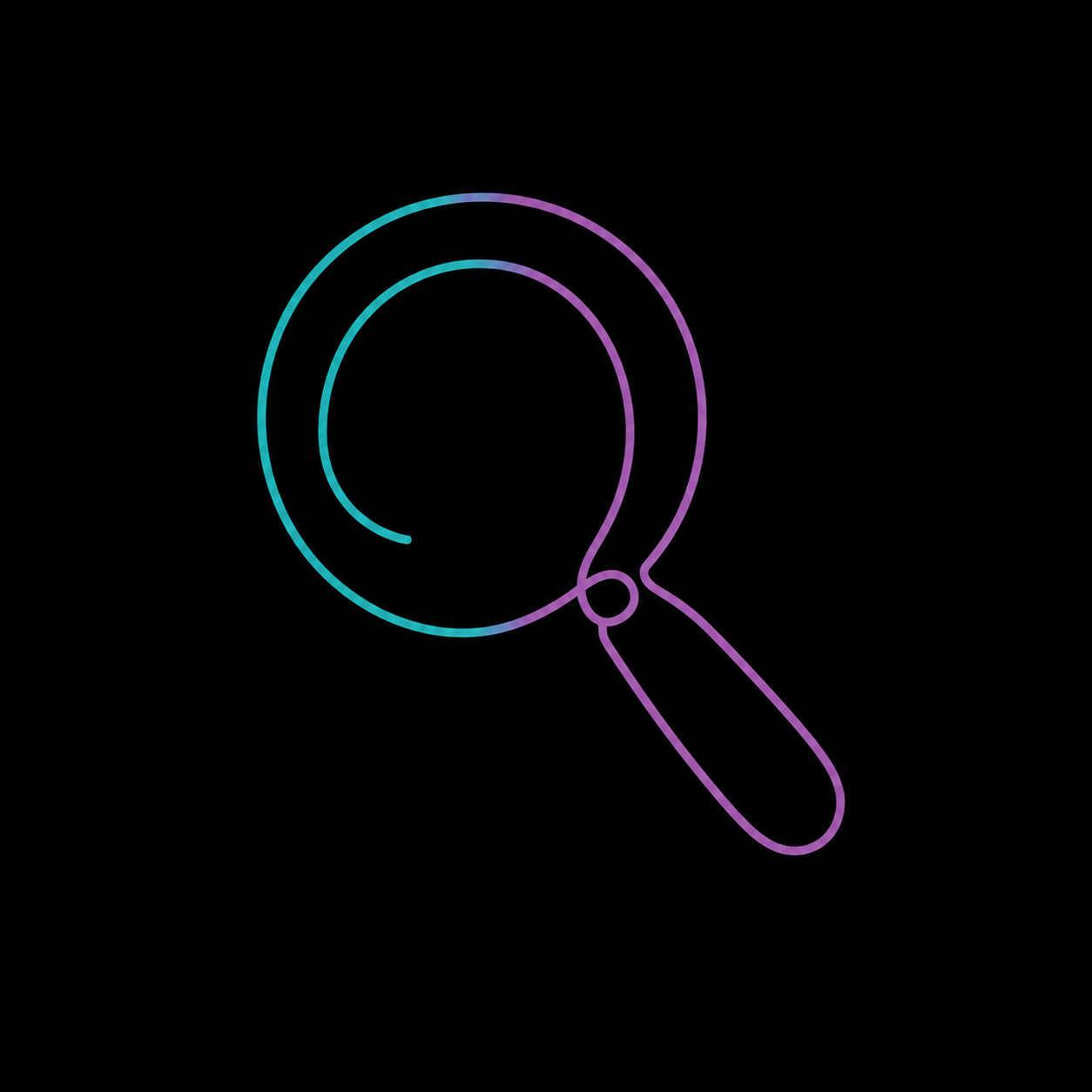A magnifying glass icon with an eye inside it, symbolizing scrutiny or observation, in orange on a black background.