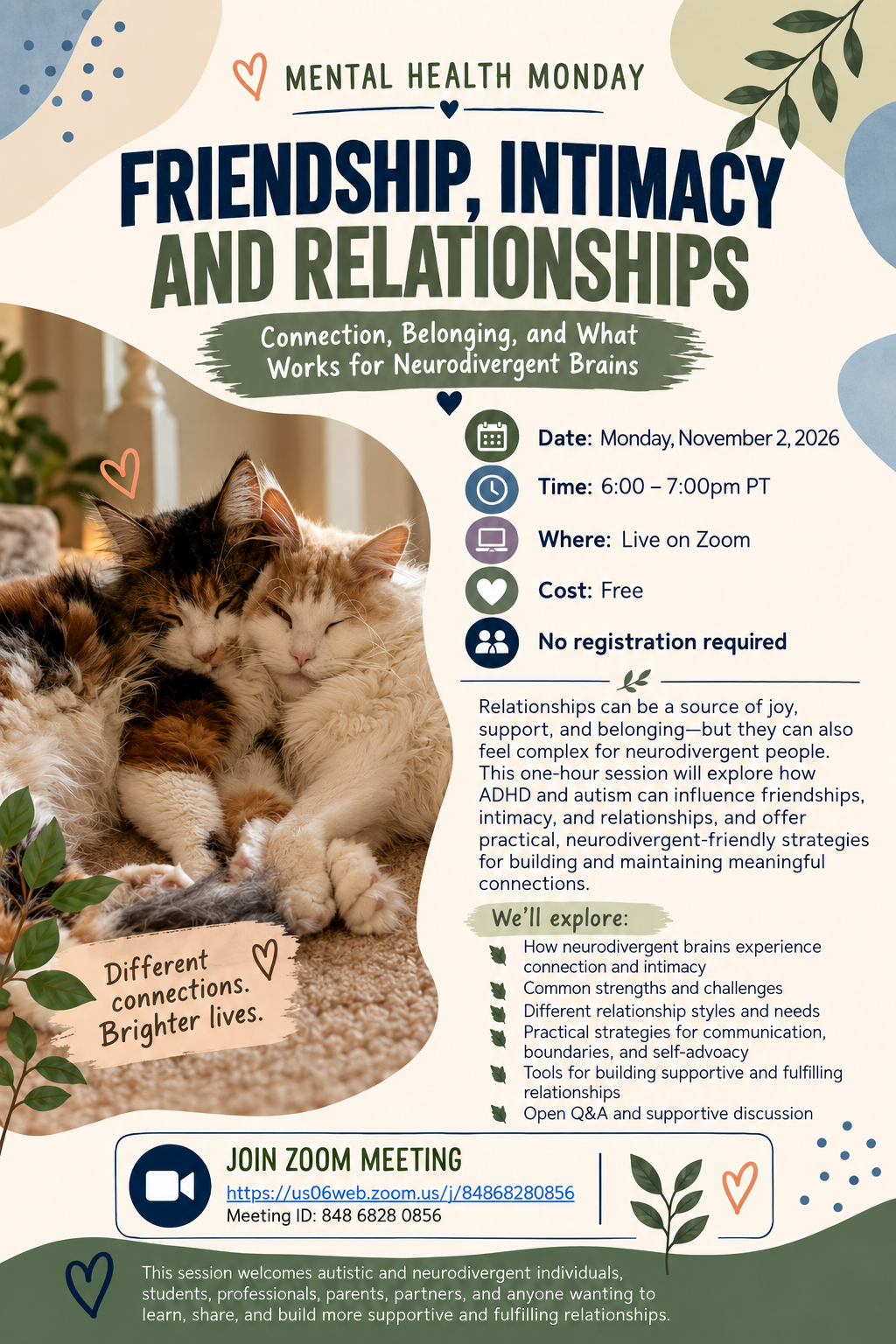 Free Mental Health Monday: Friendship, Intimacy and Relationship