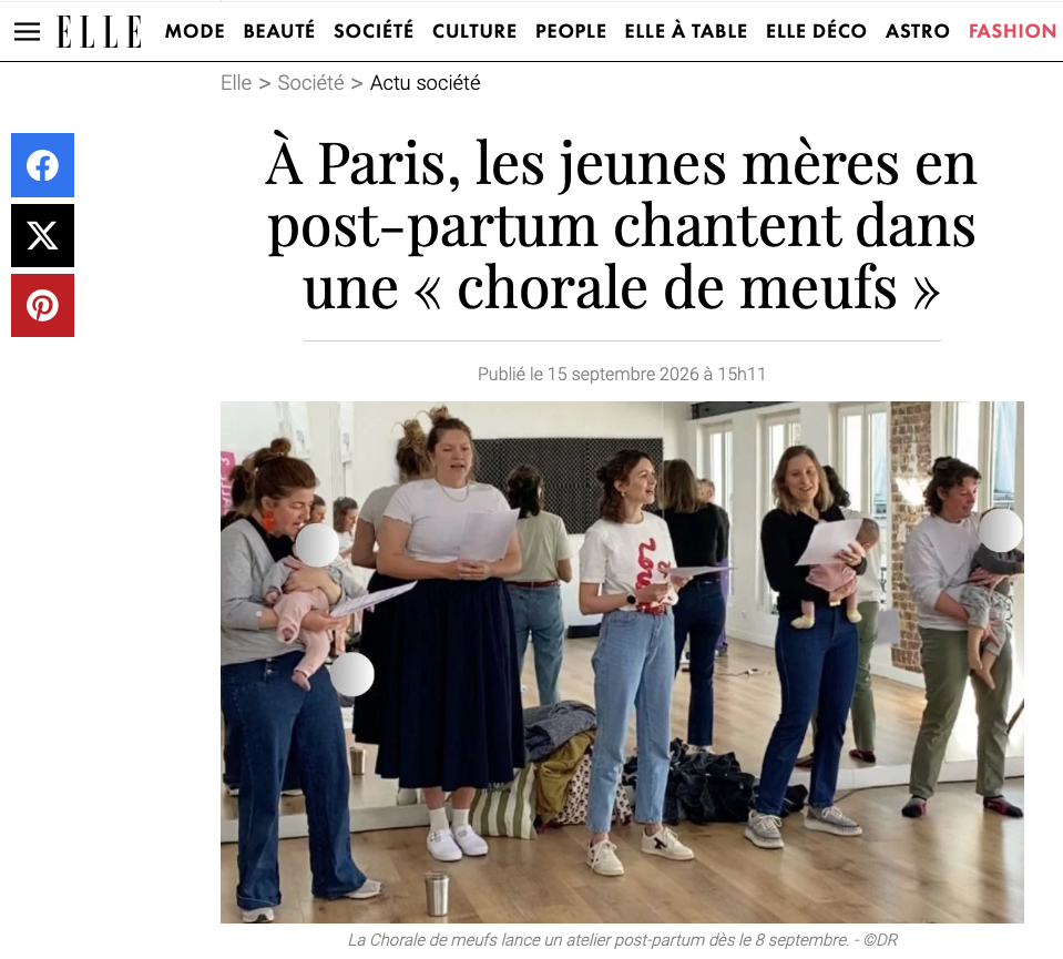 ELLE écrit de la chorale poste partum