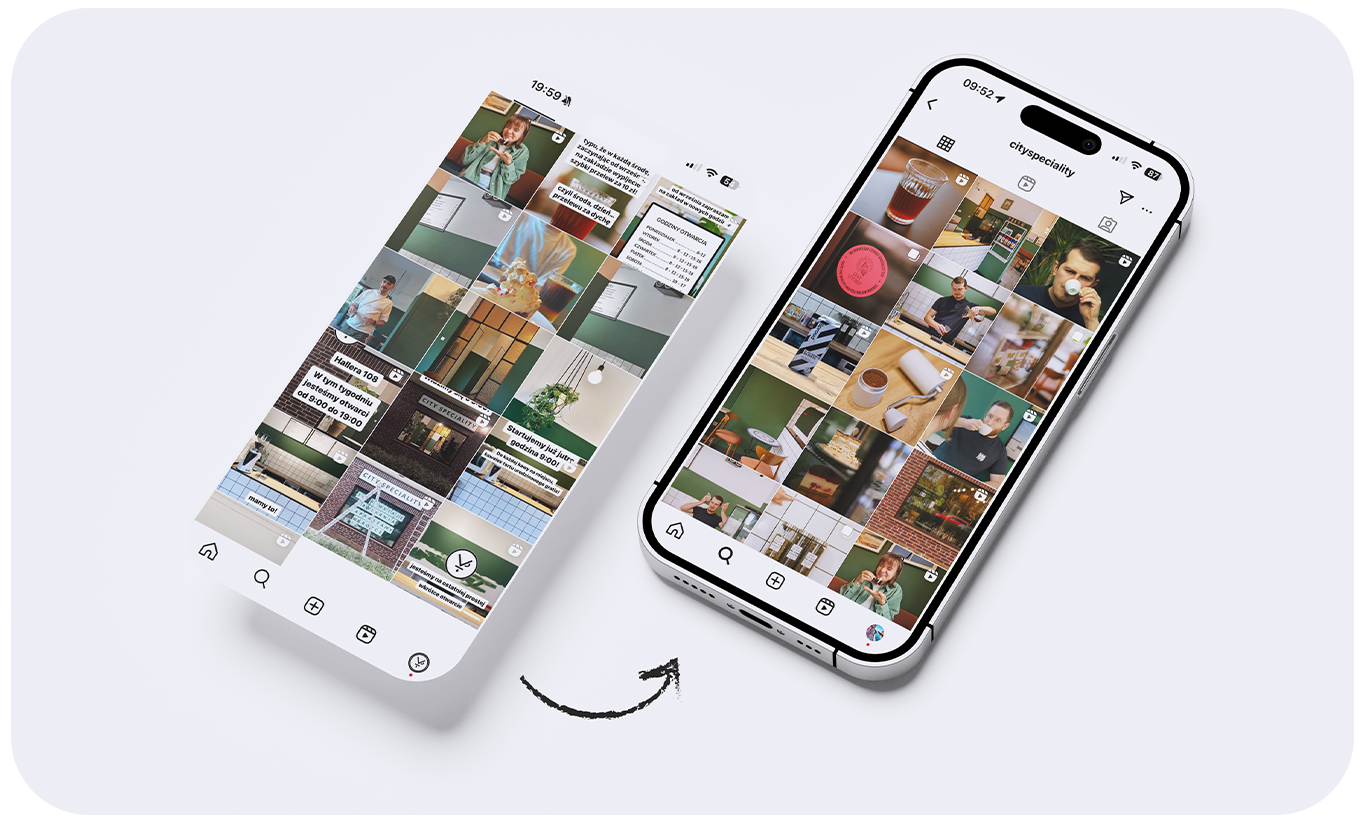 Profil Instagram City Speciality na telefonie — realizacja Advertivo