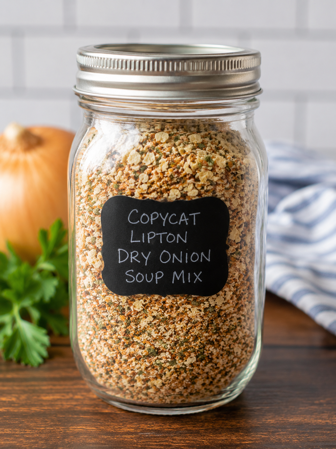 Homemade copycat Lipton dry onion soup mix recipe with ingredients and instructions