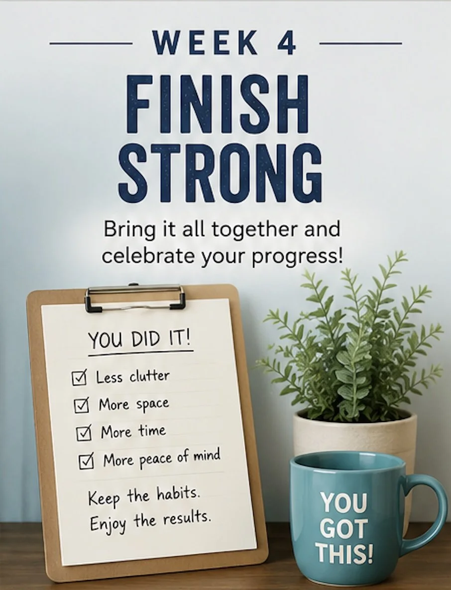 Week 4 of The Organizer Man's 28-Day Challenge – finishing strong and building organizing habits