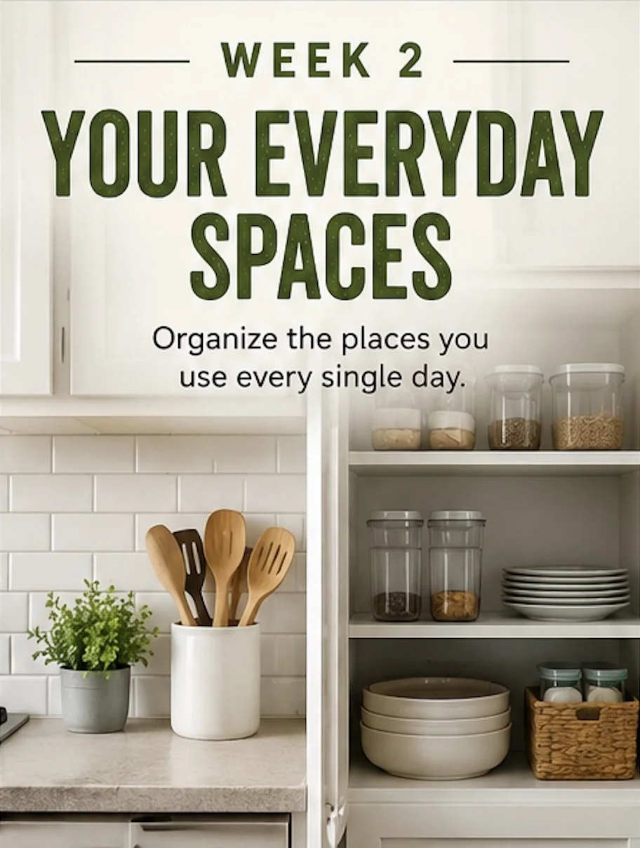 Week 2 of the 28-Day Home Organization Challenge – organizing everyday spaces